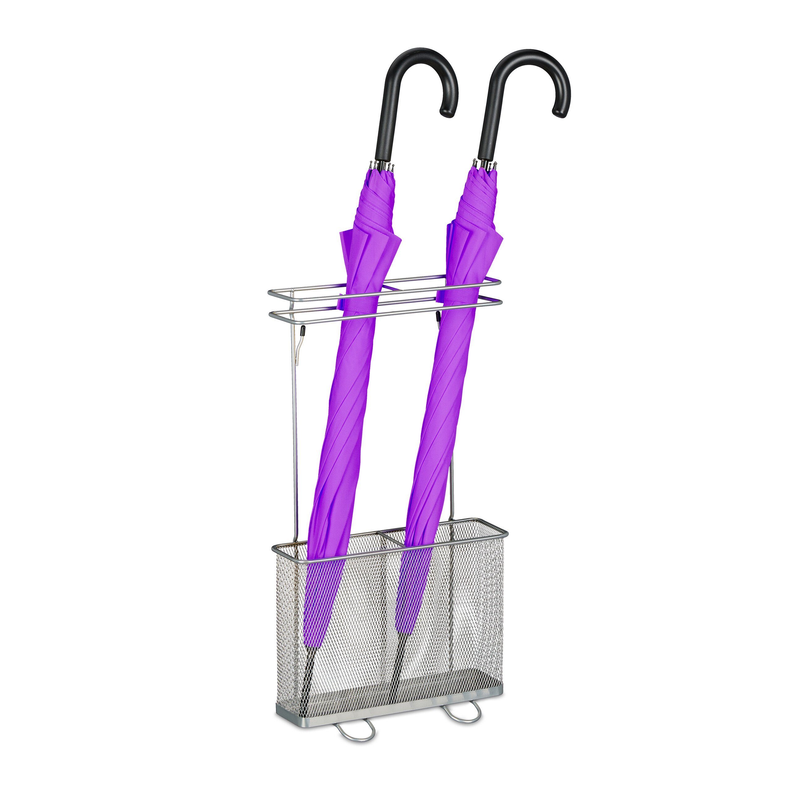 relaxdays Schirmständer Regenschirmständer aus Metall, silber günstig online kaufen