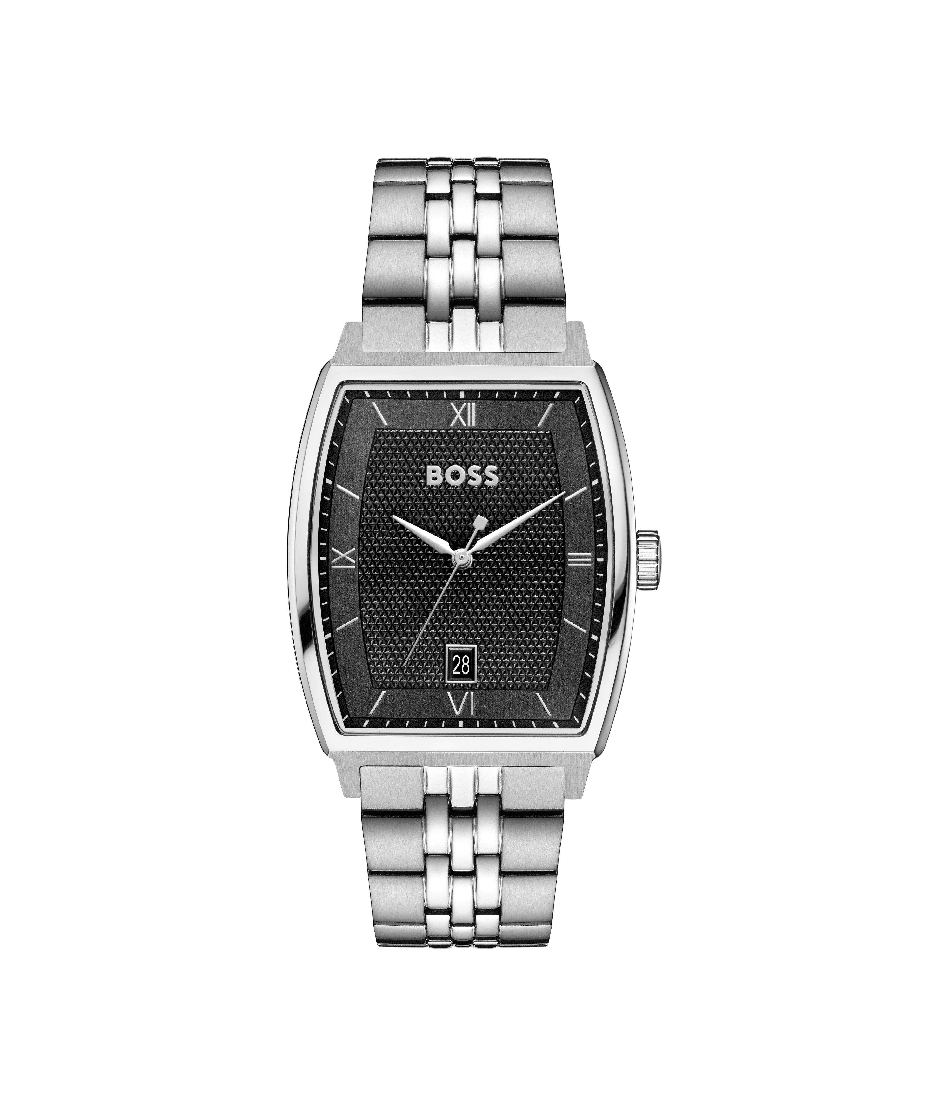 BOSS Quarzuhr PRINCIPLE 1514353, Armbanduhr, Herrenuhr, Edelstahlarmband, analog, Tag