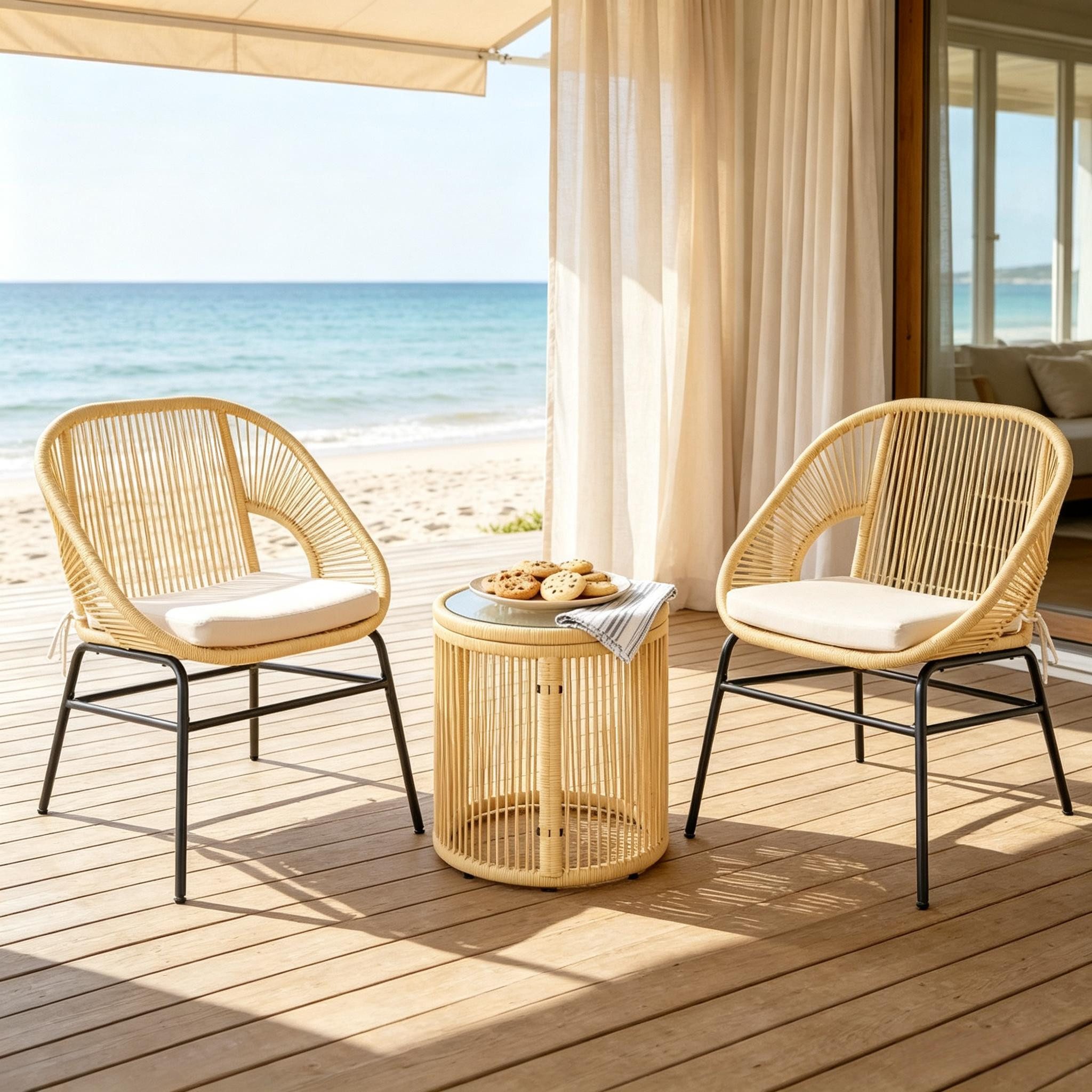 FELIXLEO Bistrotisch Outdoor Lounge Set 2 Stühle 1 Tisch Gartenmöbel (1-St)