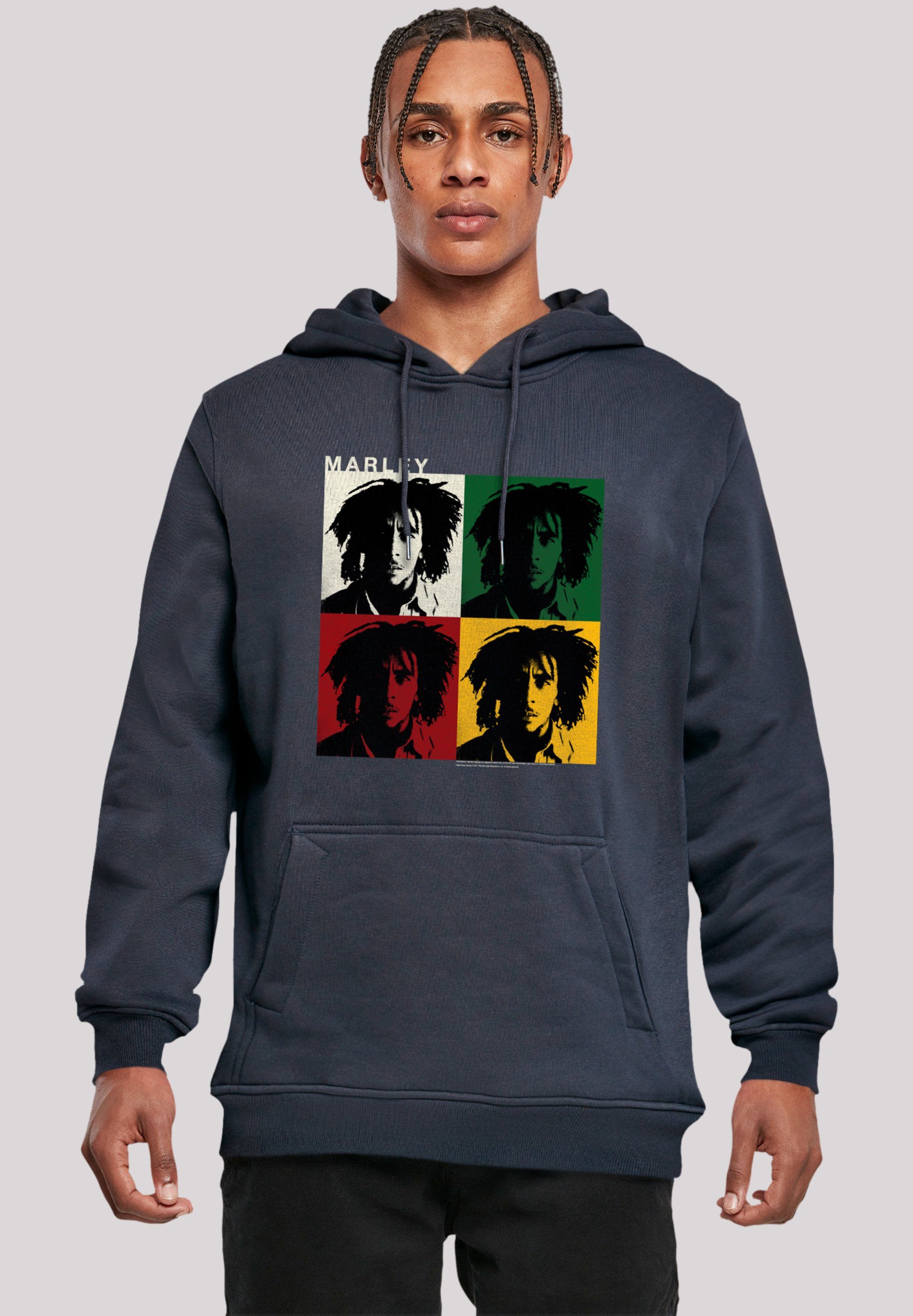 Blocks Hoodie Marley navy Band, F4NT4STIC Logo Colour Bob Qualität, Premium Reggae Music
