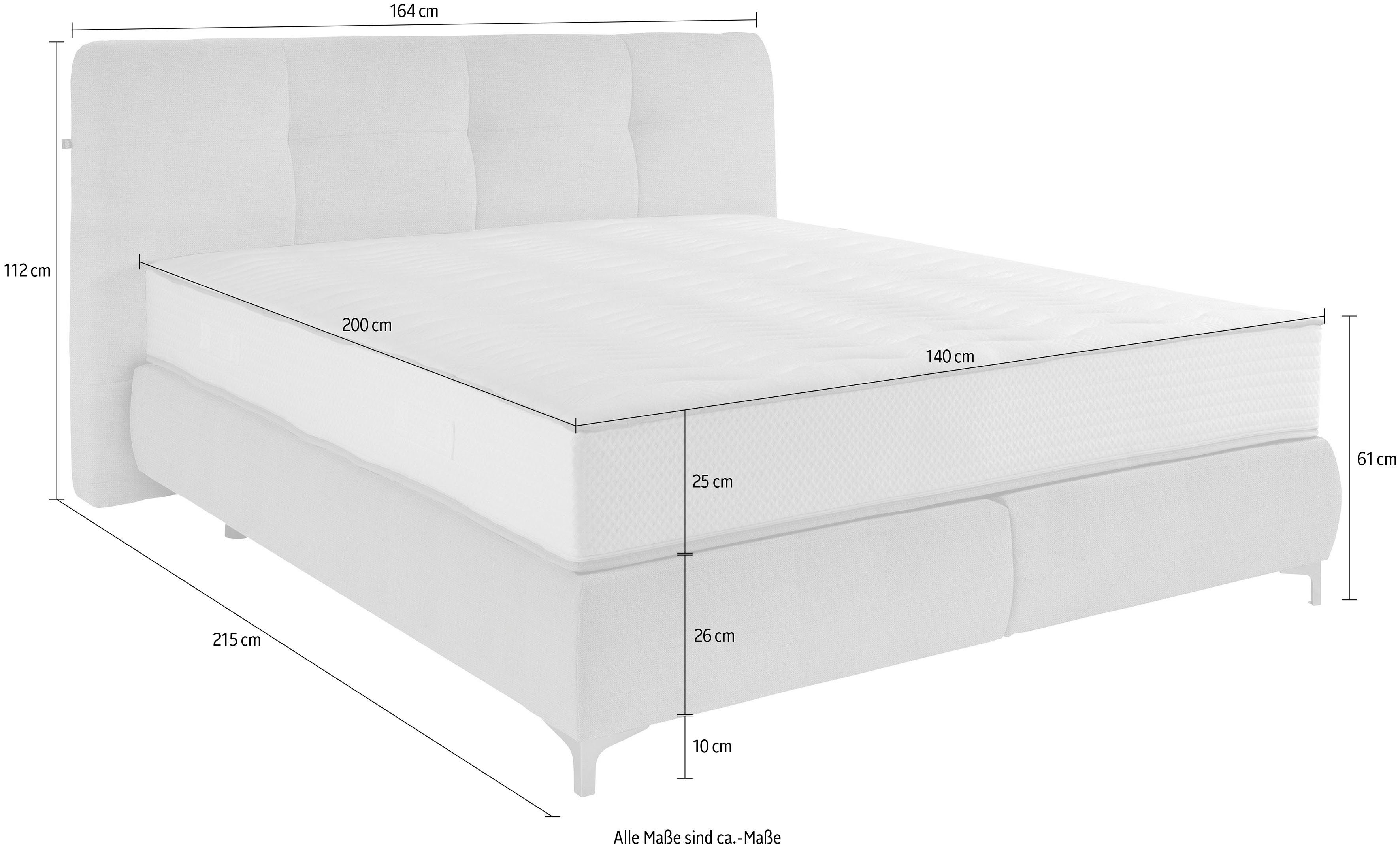 ADA trendline Vicky, Größen Kopfteil, inklusive verschiedene getuftetes Boxspringbett Partnermatratze