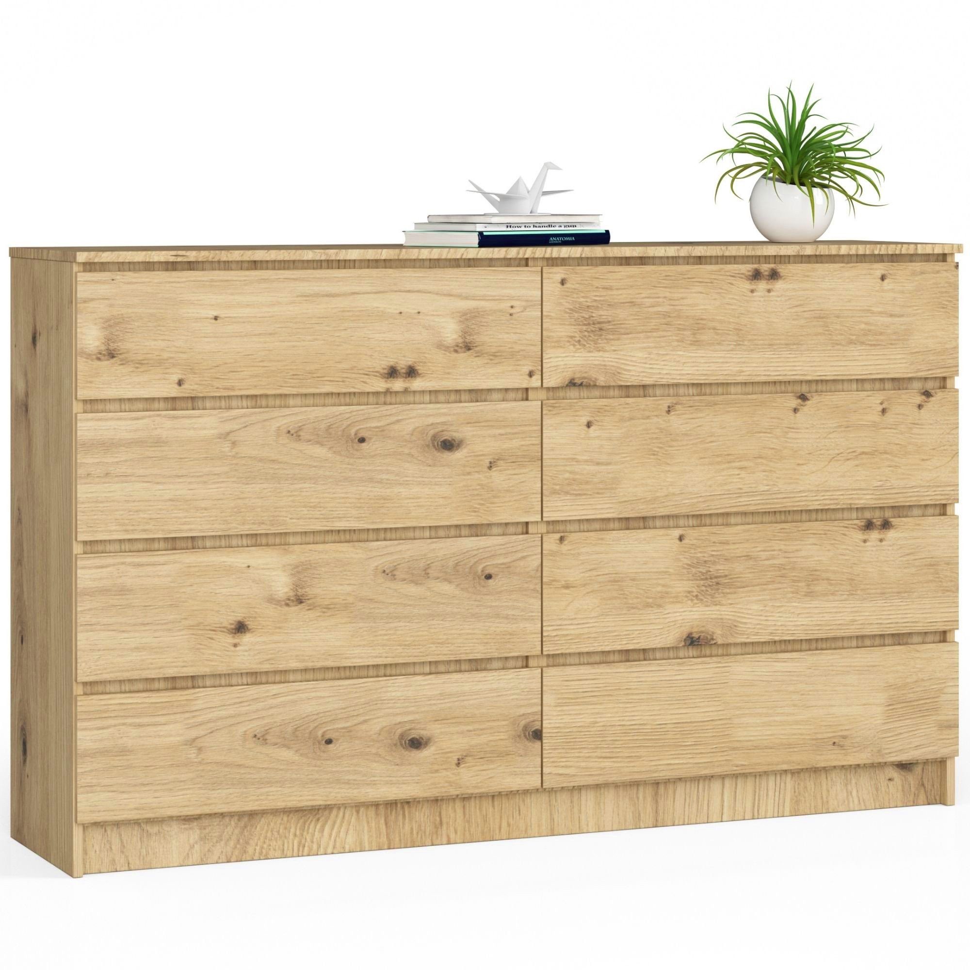 Raumhirsch Furniture Kommode mit 8 Schubladen 160 cm breit Holz Schrank, Highboard / Kommode 160 cm, Sideboard Organizer für jeden Raum
