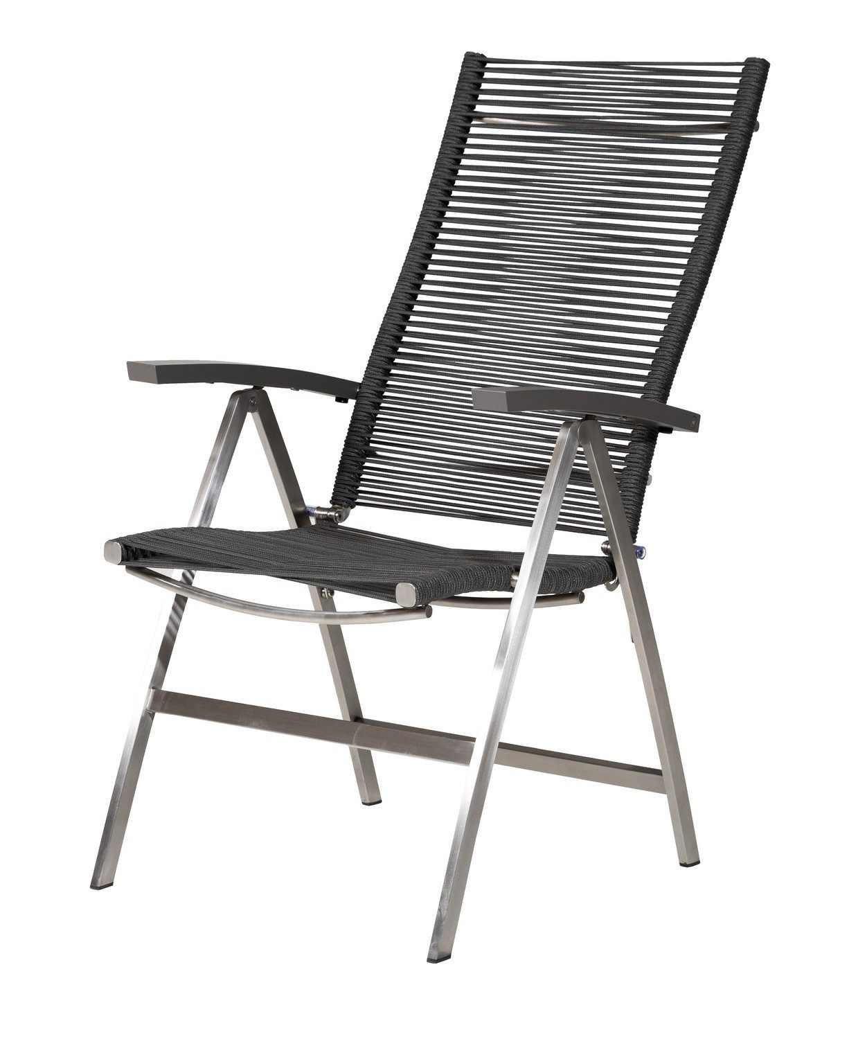 Natur24 Gartenstuhl Atlanta Stuhl 58 x 113 x 65 cm Edelstahl Grau
