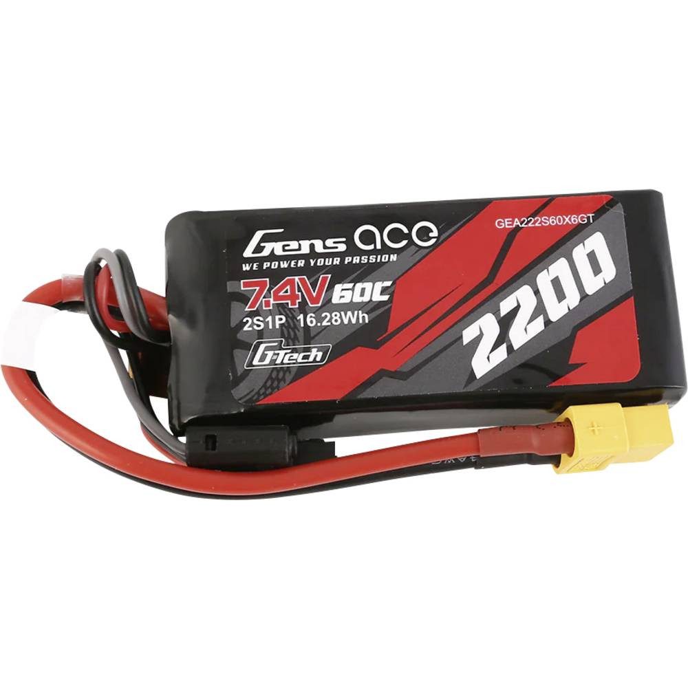 Gens ace G-Tech 2200mAh 7.4V 60C 2S1P Lipo Battery With XT60 Plug Akku