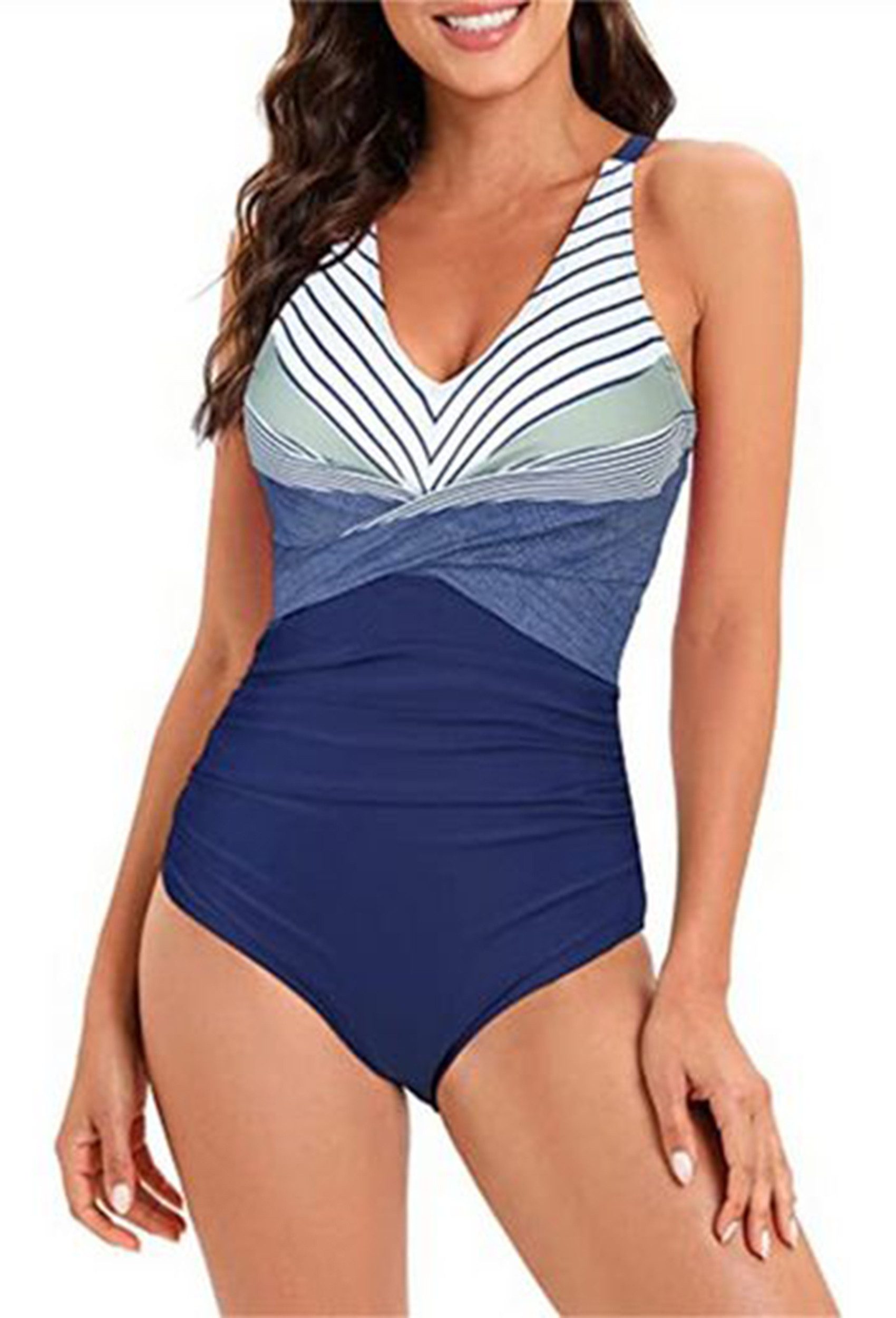 HOTDUCK Bandeau-Bikini Einteiliger Damenbadeanzug mit Colour-Blocking das Strandschwimmen