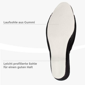 filsko Latina Elegante Samt Pantoffeln für Damen mit Puschel Hausschuh