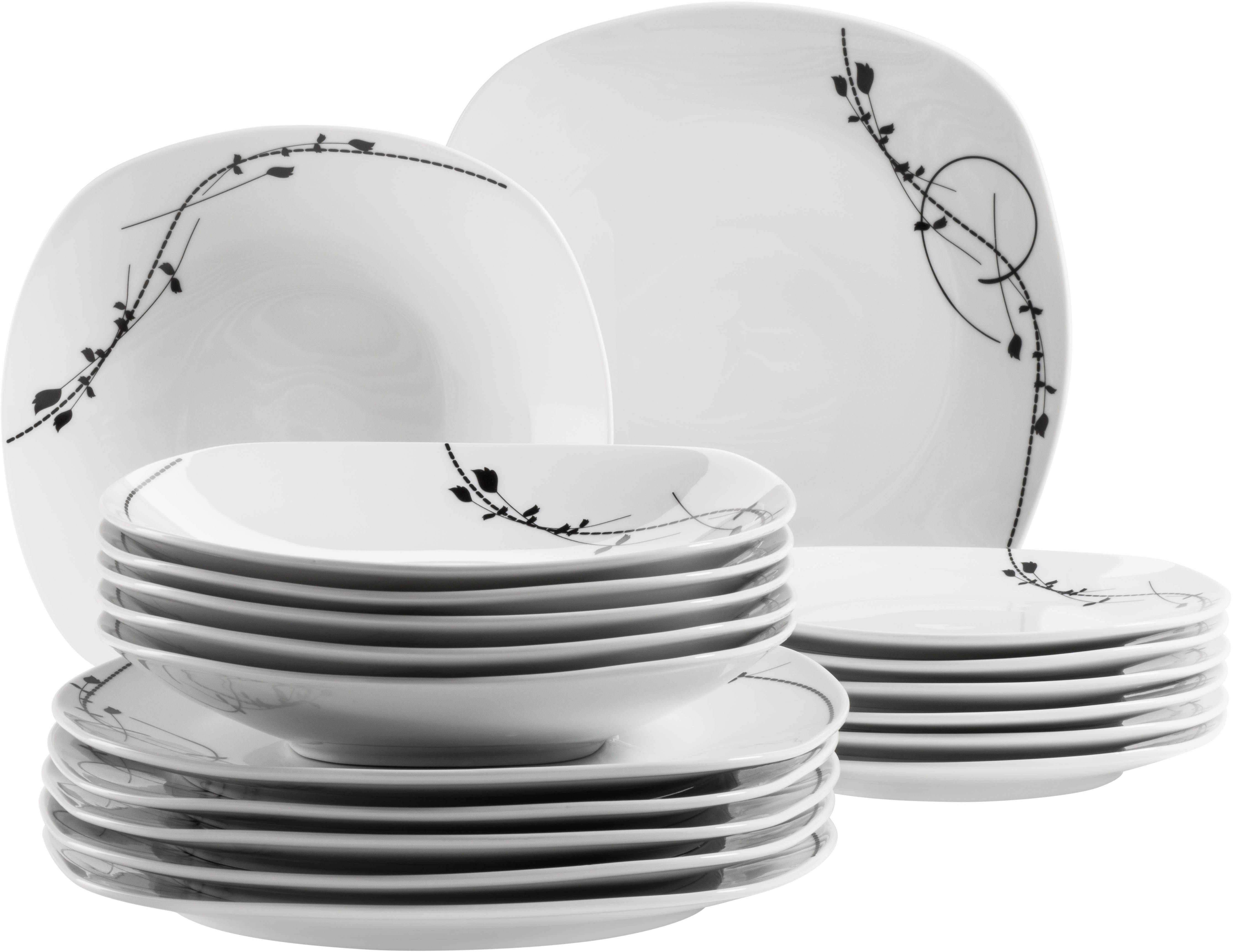 MÄSER Teller-Set LONDRA, Geschirr-Set, Porzellan (18-tlg), 6 Personen, Porzellan, Teller Set