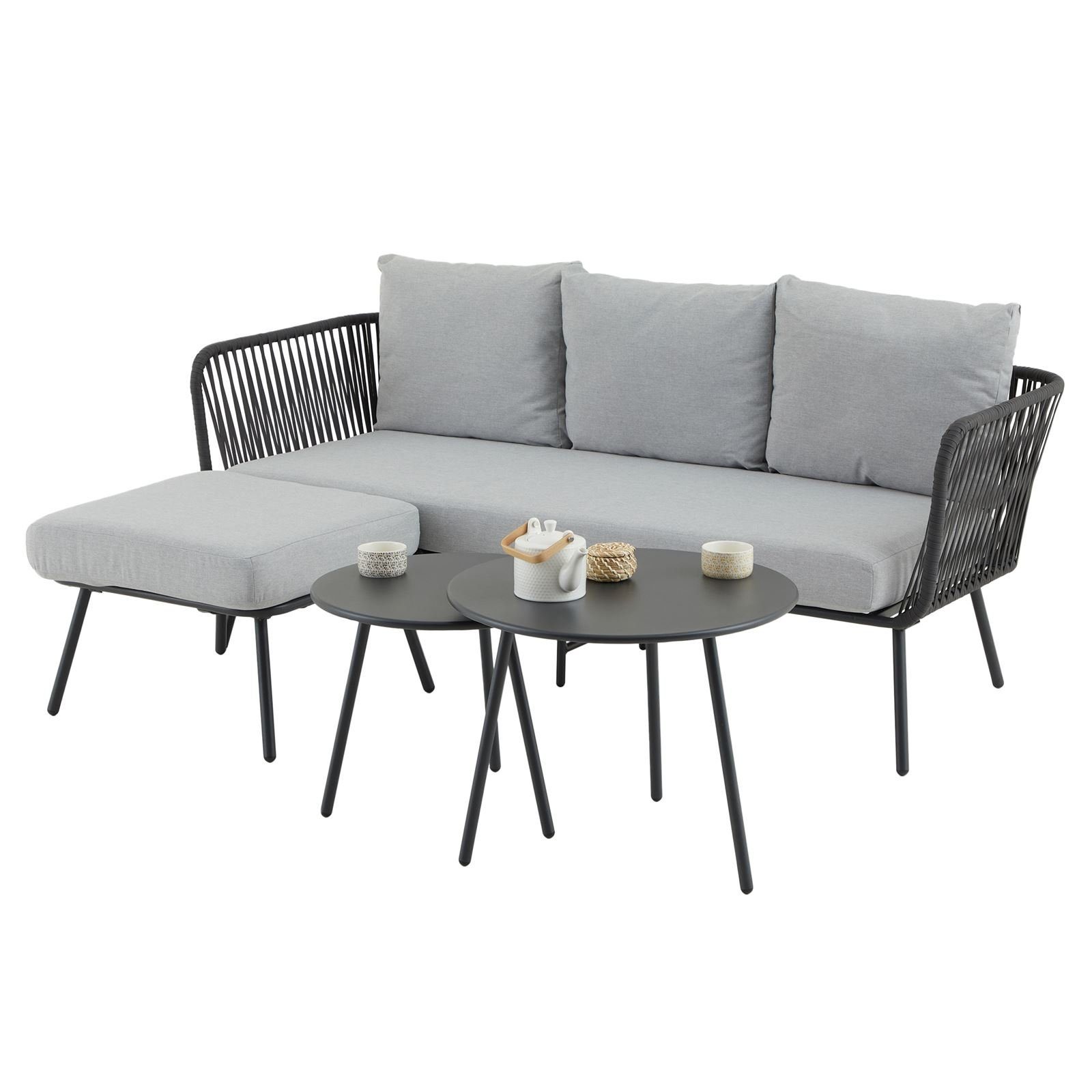 CARO-Möbel Gartenlounge-Set MYKONOS, Outdoor Dreisitzer Sofa mit Beistellti günstig online kaufen