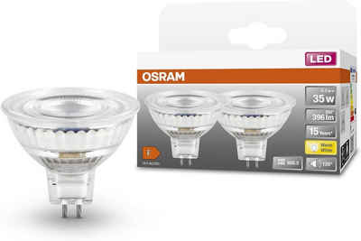 Osram LED-Leuchtmittel LED SPOT MR16 GL 35 Niedervolt-Reflektorlampe Sockel GU5.3 2700K [2er], GU 5,3, 2 St., Warm weiß, Dimmbar, Energiesparend