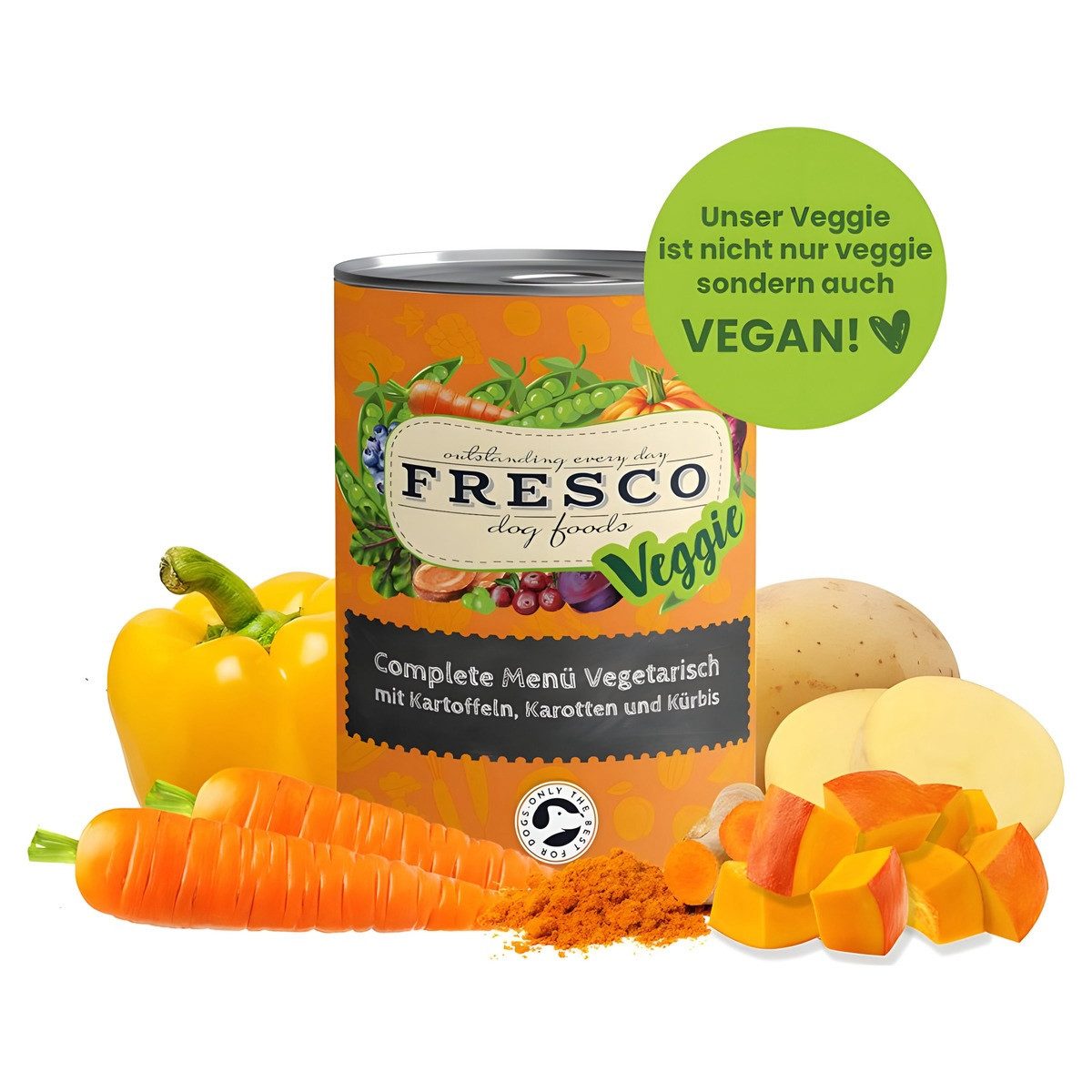 Fresco Dog Complete-Menü Vegetarisch mit Kartoffeln, Karotten und Kürbis 400 g, Nassfutter für: Hund