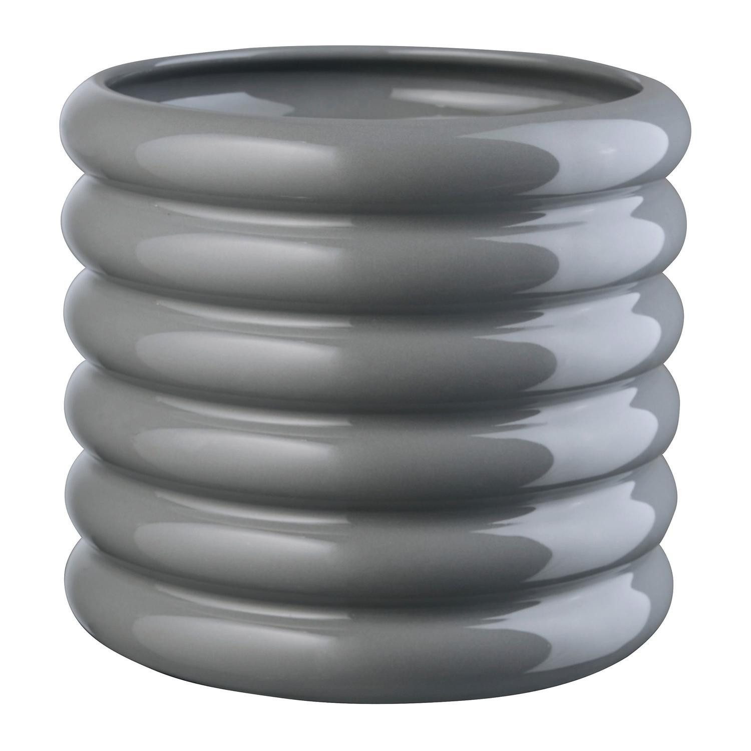 ASA SELECTION Übertopf LOOPY, Ø 18 x H 19 cm, Grau, spülmaschinengeeignet, Steingut, glänzend