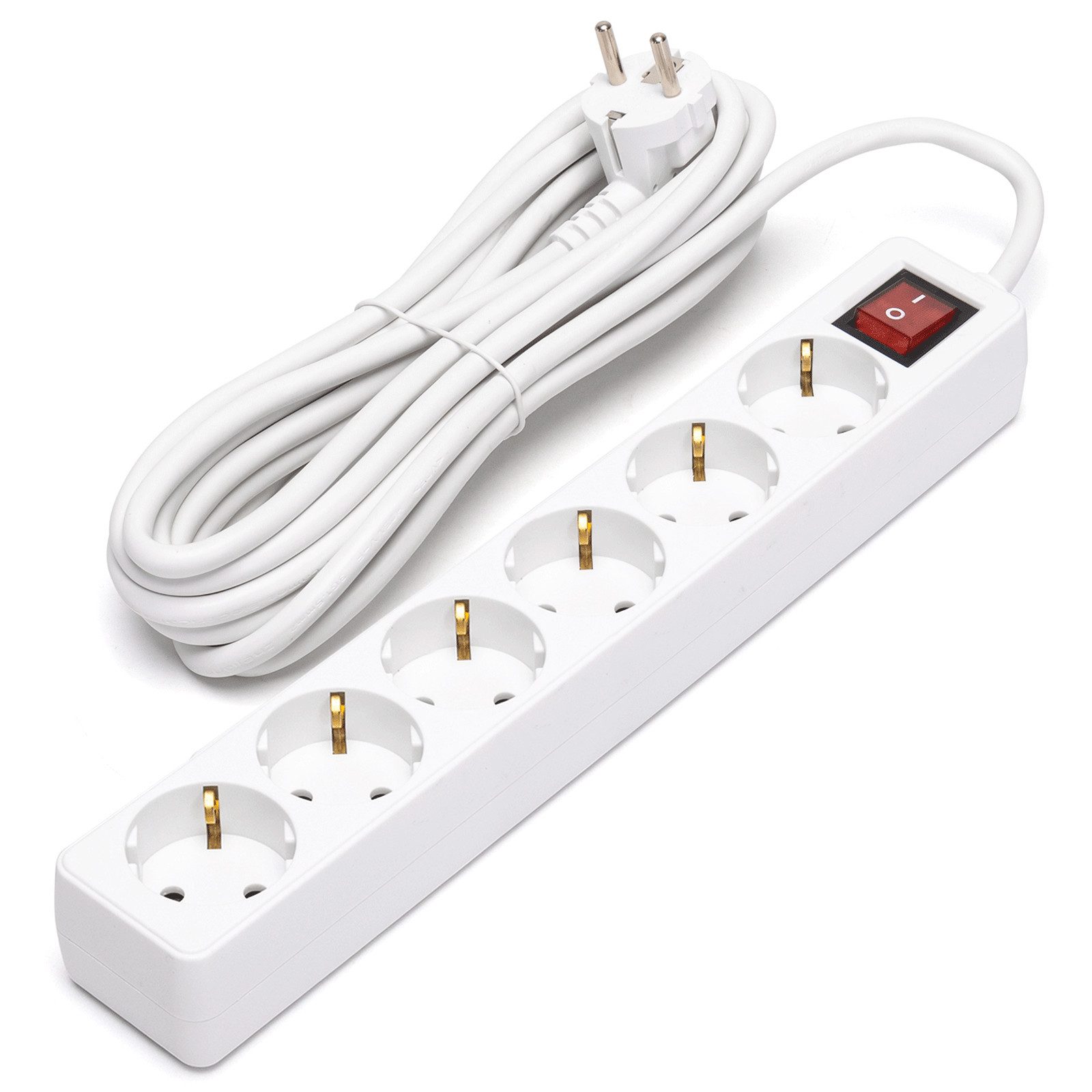 Aigostar mit Schalter Tischsteckdose Kindersicherung 1.5/3/5m Kabel, Weiß Steckdosenleiste (Ein- / Ausschalter, Kabellänge 3 m), Mehrfachsteckdose Verlängerungsleiste Schutzkontakt-Steckdosen