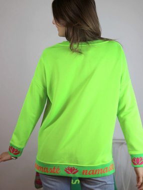 Miss Goodlife Sweatshirt V-Neck Sweater Namaste Neon Grün