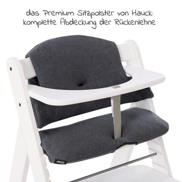 Hauck Hochstuhl Alpha Plus White, Mitwachsender Holz Baby Kinderhochstuhl mit Sitzauflage - verstellbar
