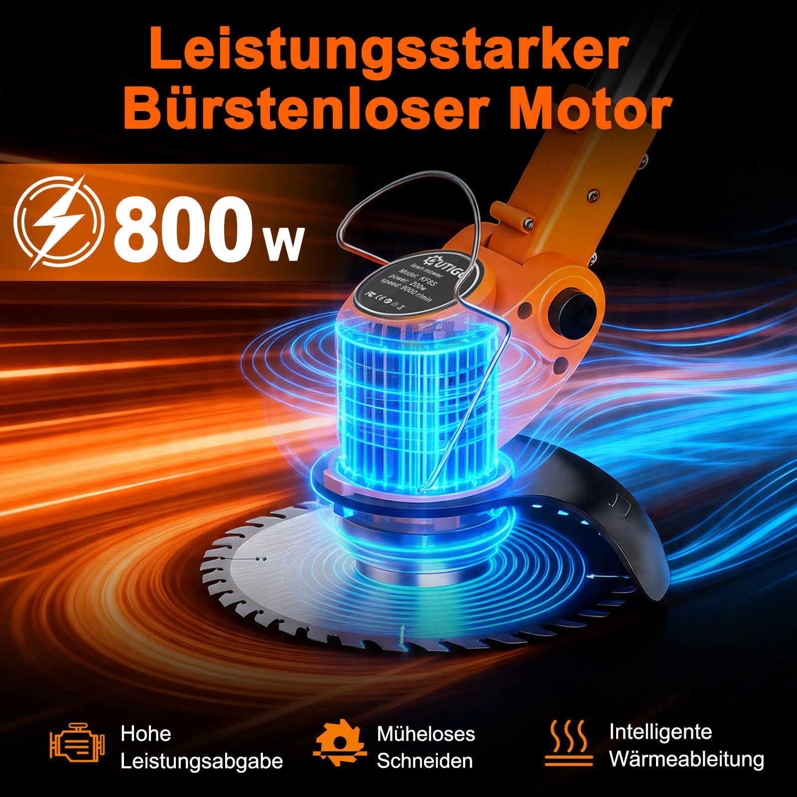 OUTIGO Akku-Rasentrimmer Akku Rasentrimmer, 2 Akkus und 4 Messertypen, (Set), Akku Rasentrimmer Akkurasenmäher