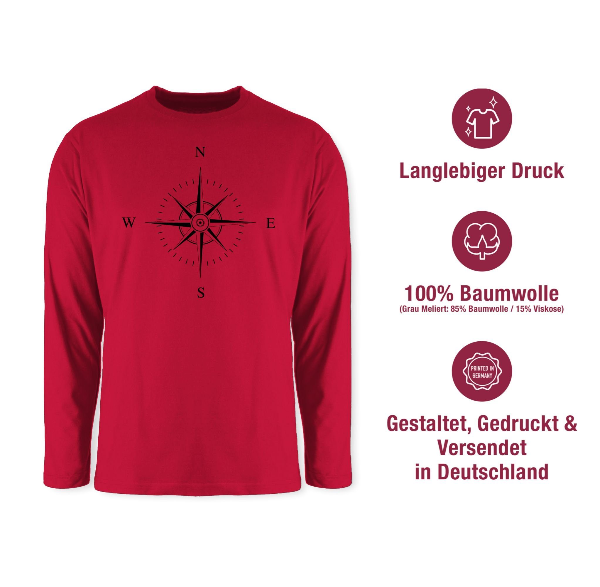 Kompass Shirtracer Rundhalsshirt 1 Rot - Sprüche schwarz Statement