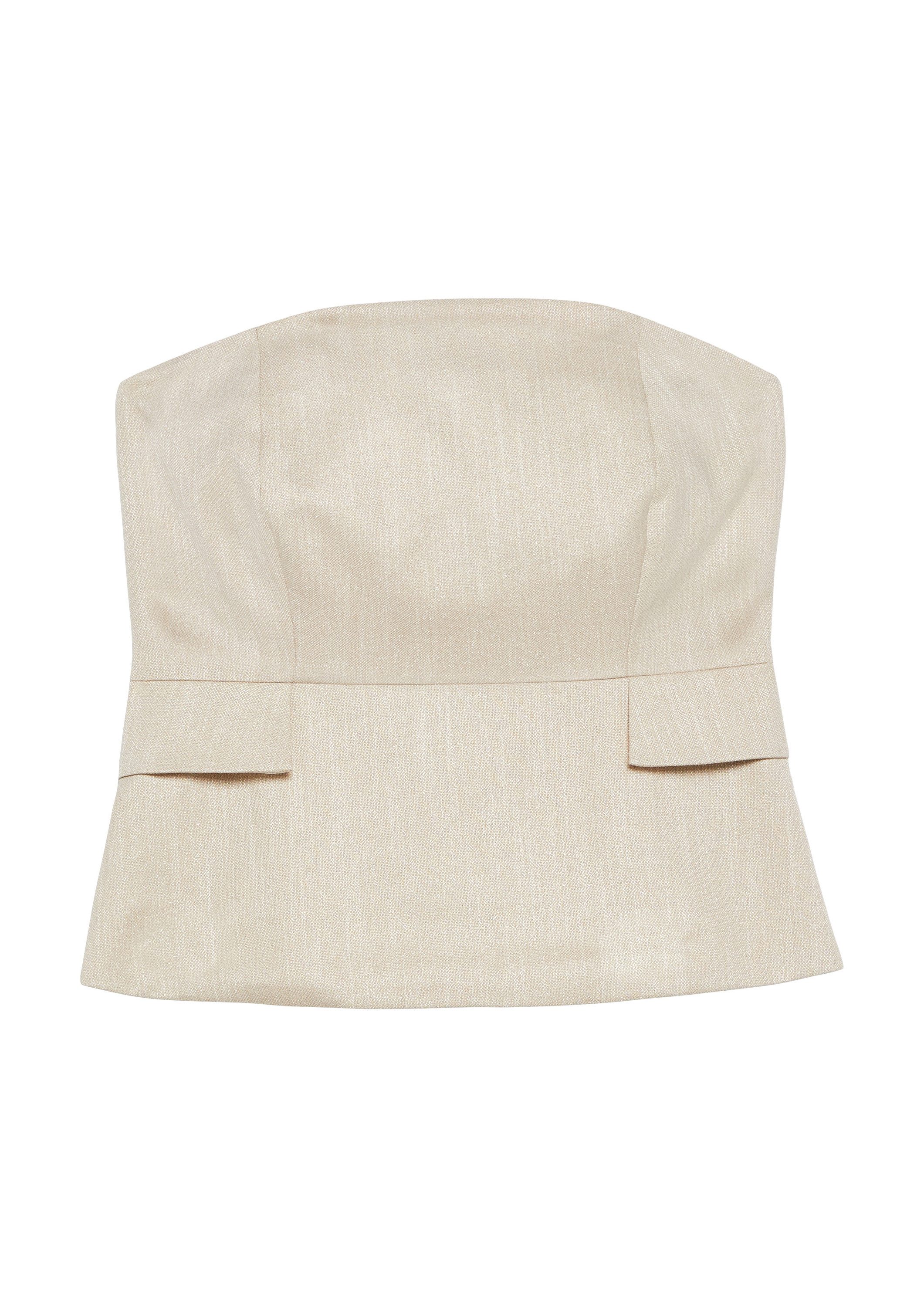 comma Blusentop Bluse Schulterfreies Corsagen-Top mit Glitzer