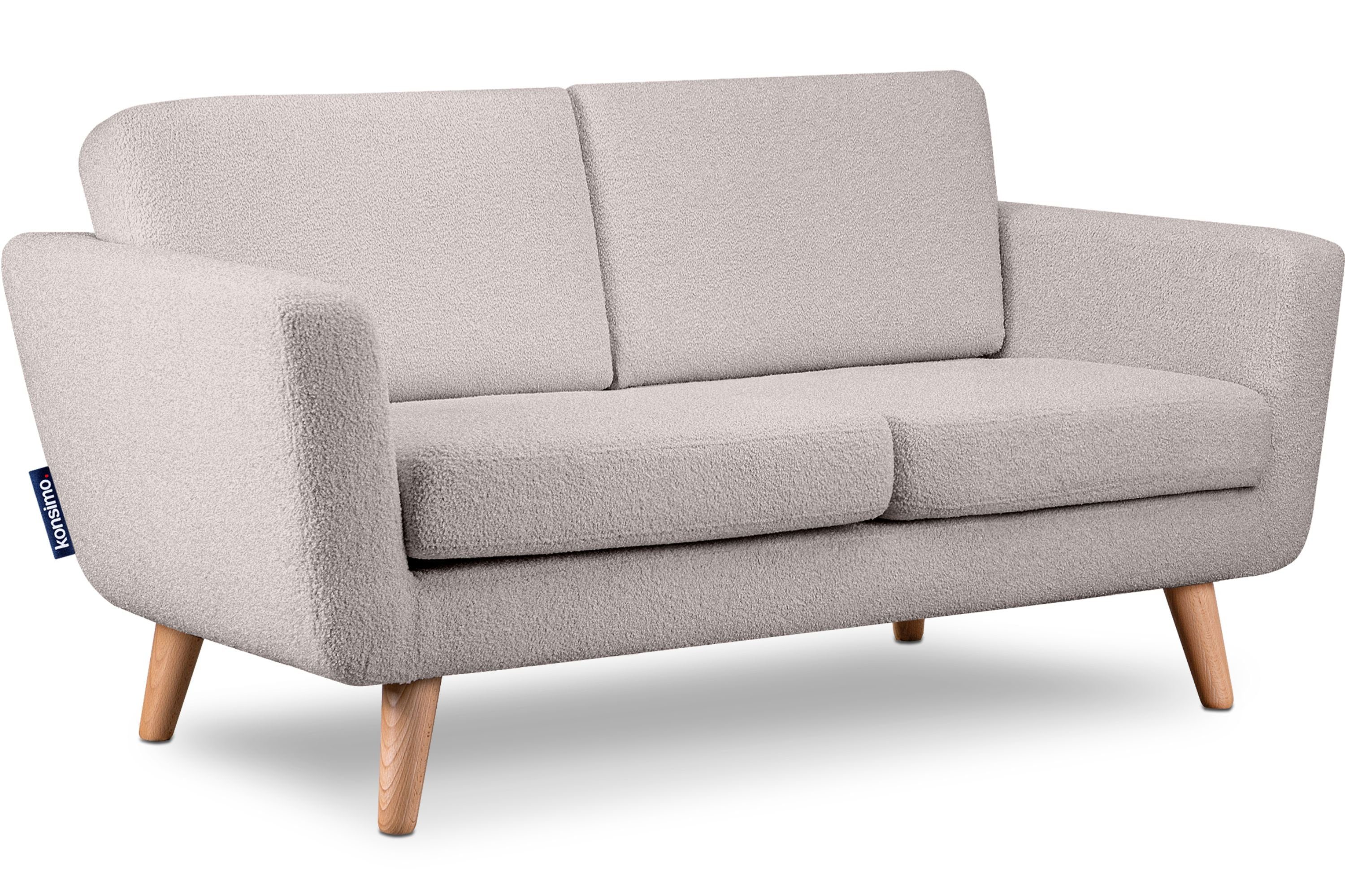 Konsimo 2-Sitzer TAGIO Sofa, Scandi-Stil, mit Armlehnen, Gestell aus Massivholz