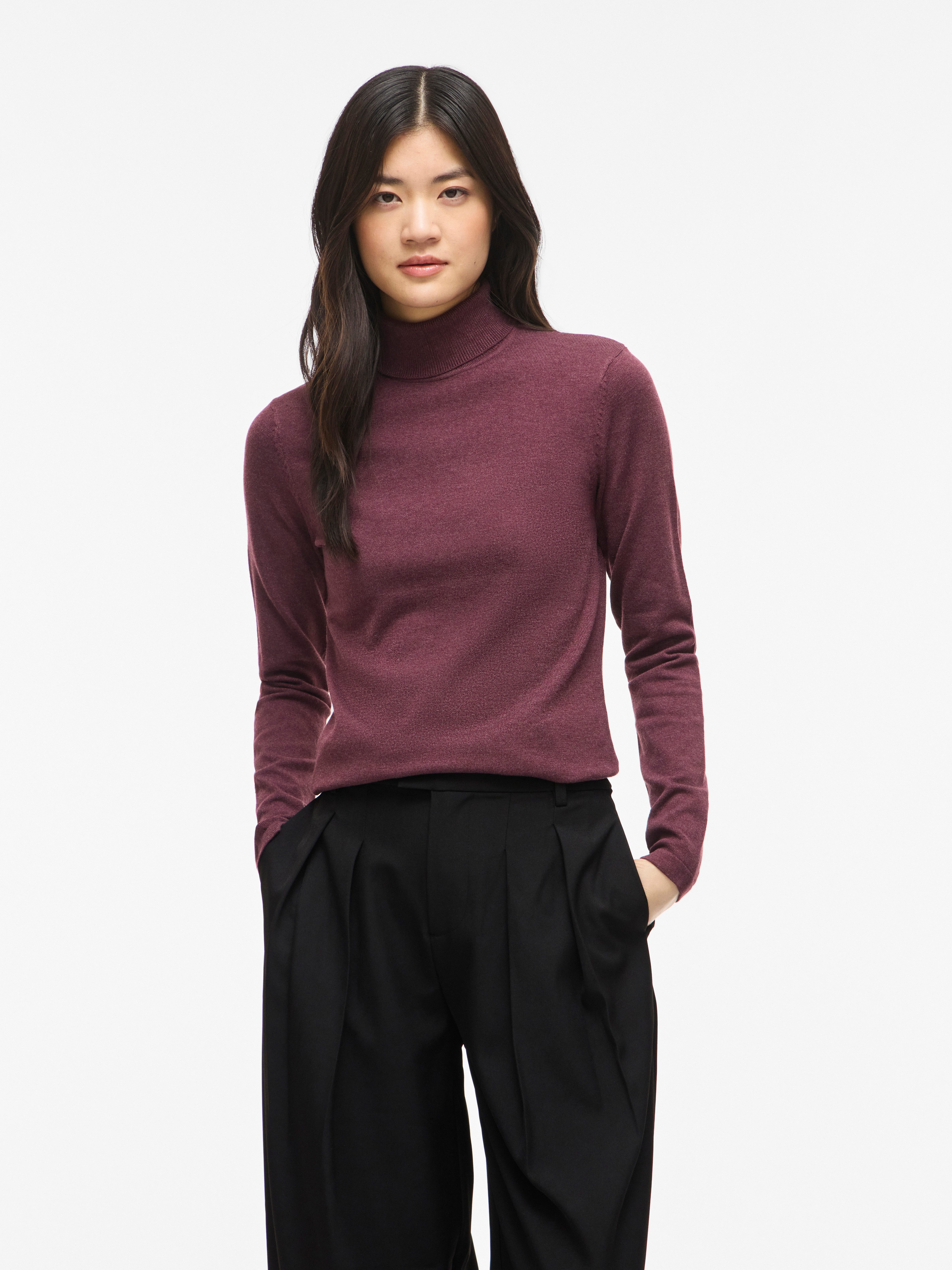 Vila Rollkragenpullover VIMALU ROLLNECK L/S KNIT TOP NOOS Materialmix