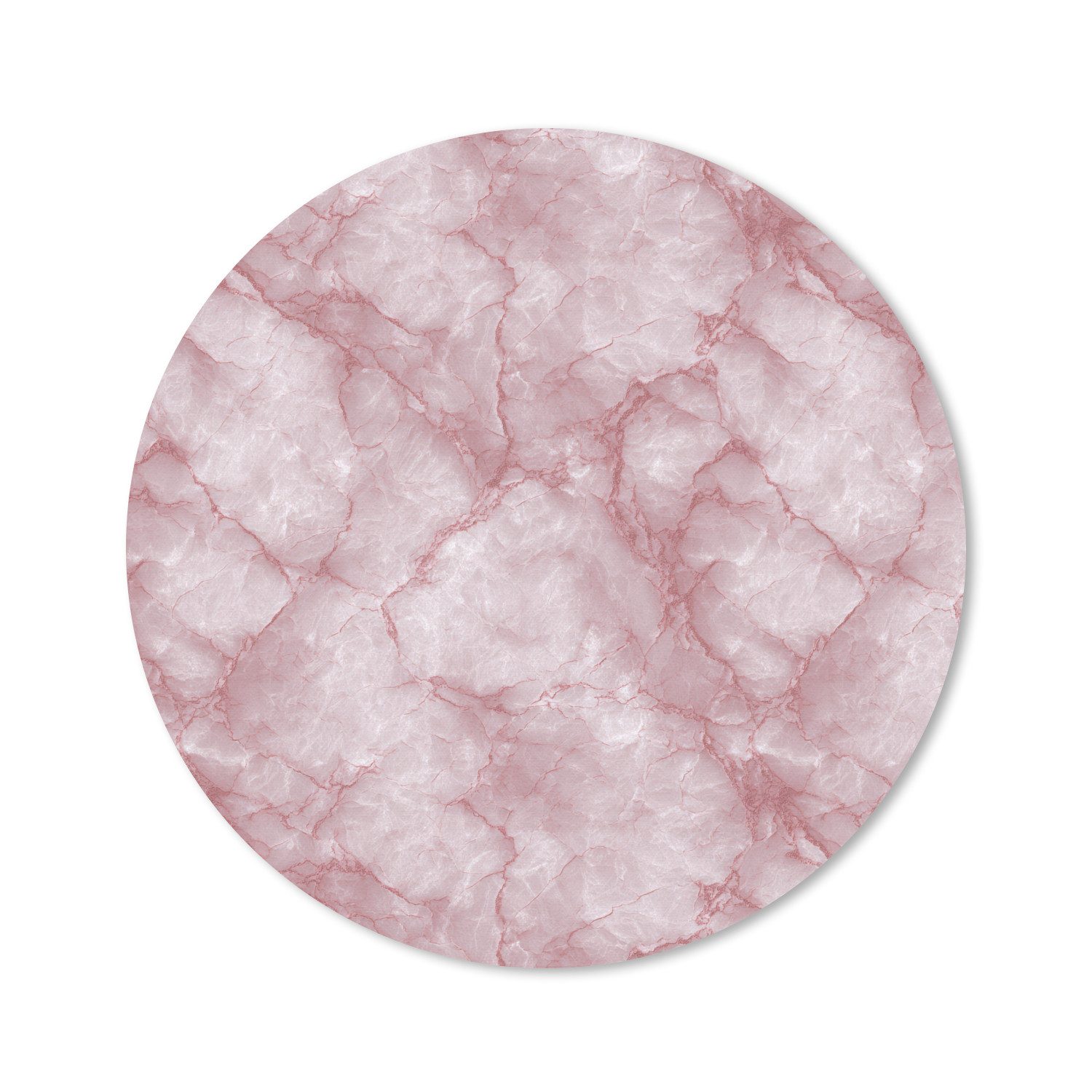 MuchoWow Mauspad Rosa - Quarzmarmor - Adern (1-St), Büro für Tastatur und Maus, Mousepad Gaming, Rund 20x20 cm