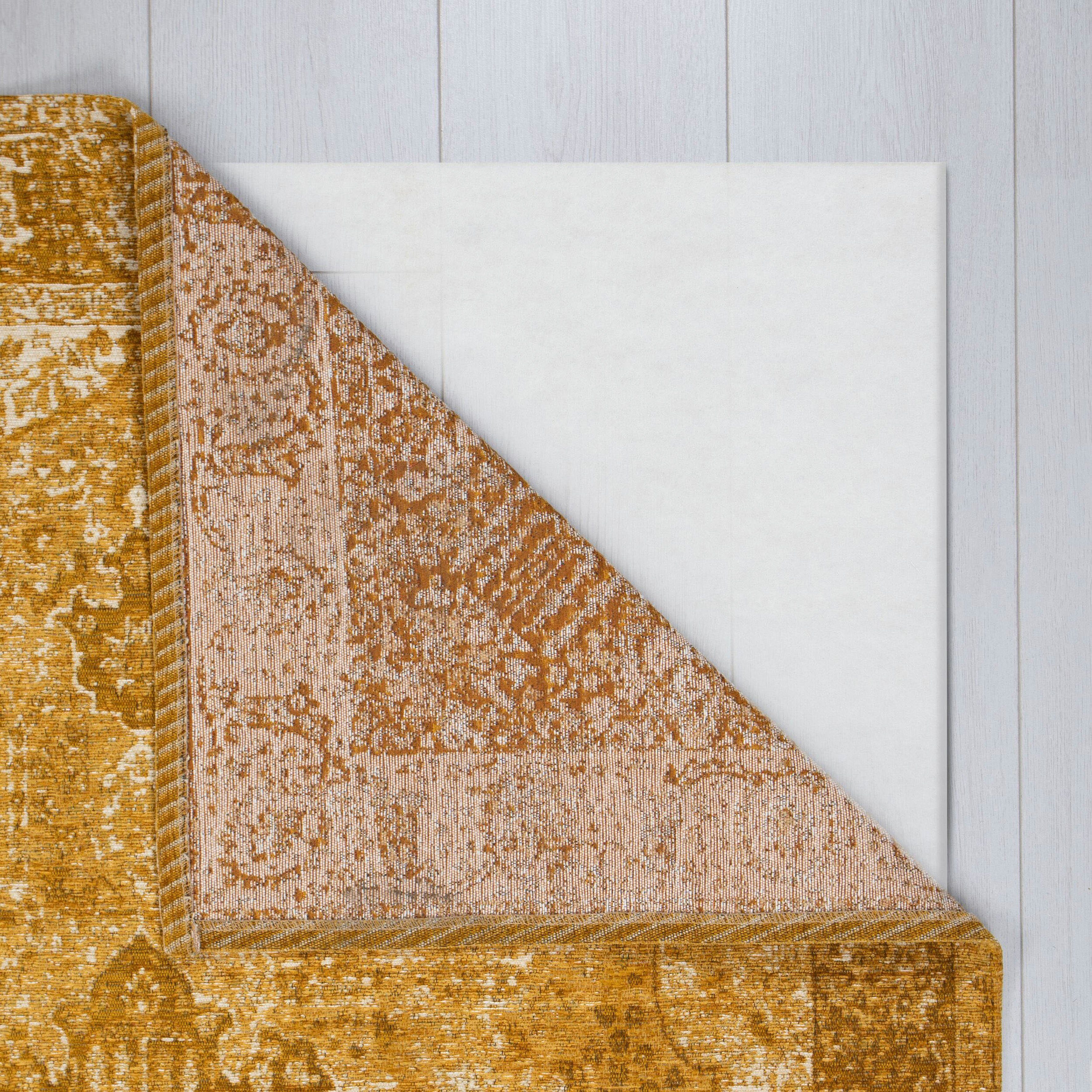 Höhe: rechteckig, 4 mm, Antique, RUGS, goldfarben Vintage-Muster Teppich FLAIR