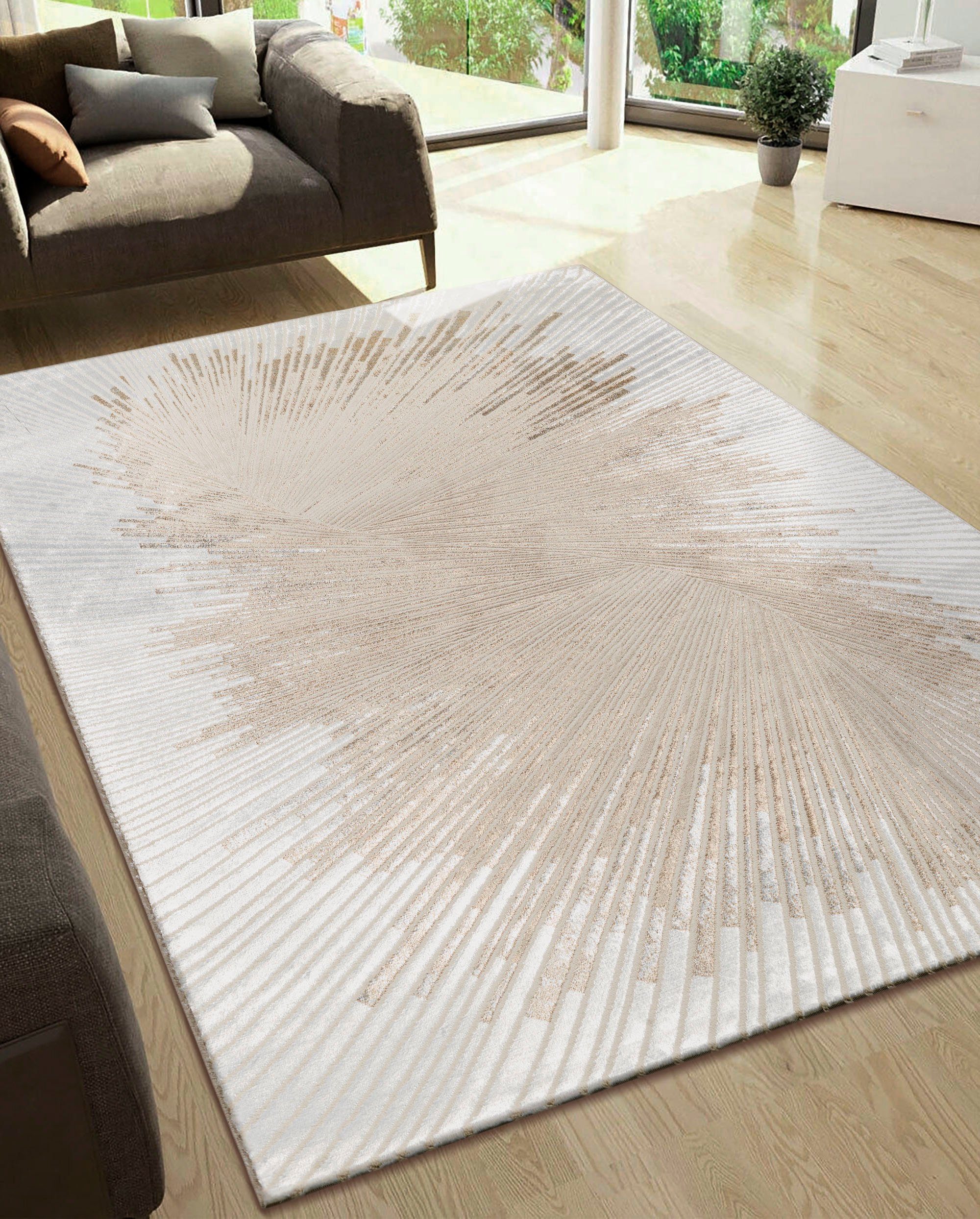 my home Teppich Elora Kurzflor, rechteckig, Höhe: 8 mm, mit leichtem Glanz, Hoch Tief Struktur, elegantes Design, Wohnzimmer