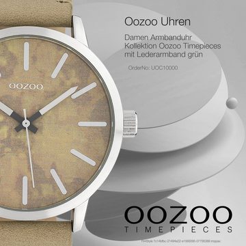 OOZOO Quarzuhr Oozoo Unisex Armbanduhr Timepieces Analog, Damen, Herrenuhr rund, groß (ca. 45mm) Lederarmband, Fashion-Style