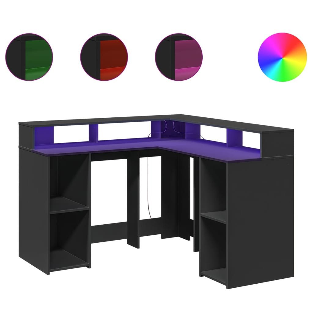 vidaXL Schreibtisch LED-Schreibtisch Schwarz 130x130x91 cm günstig online kaufen