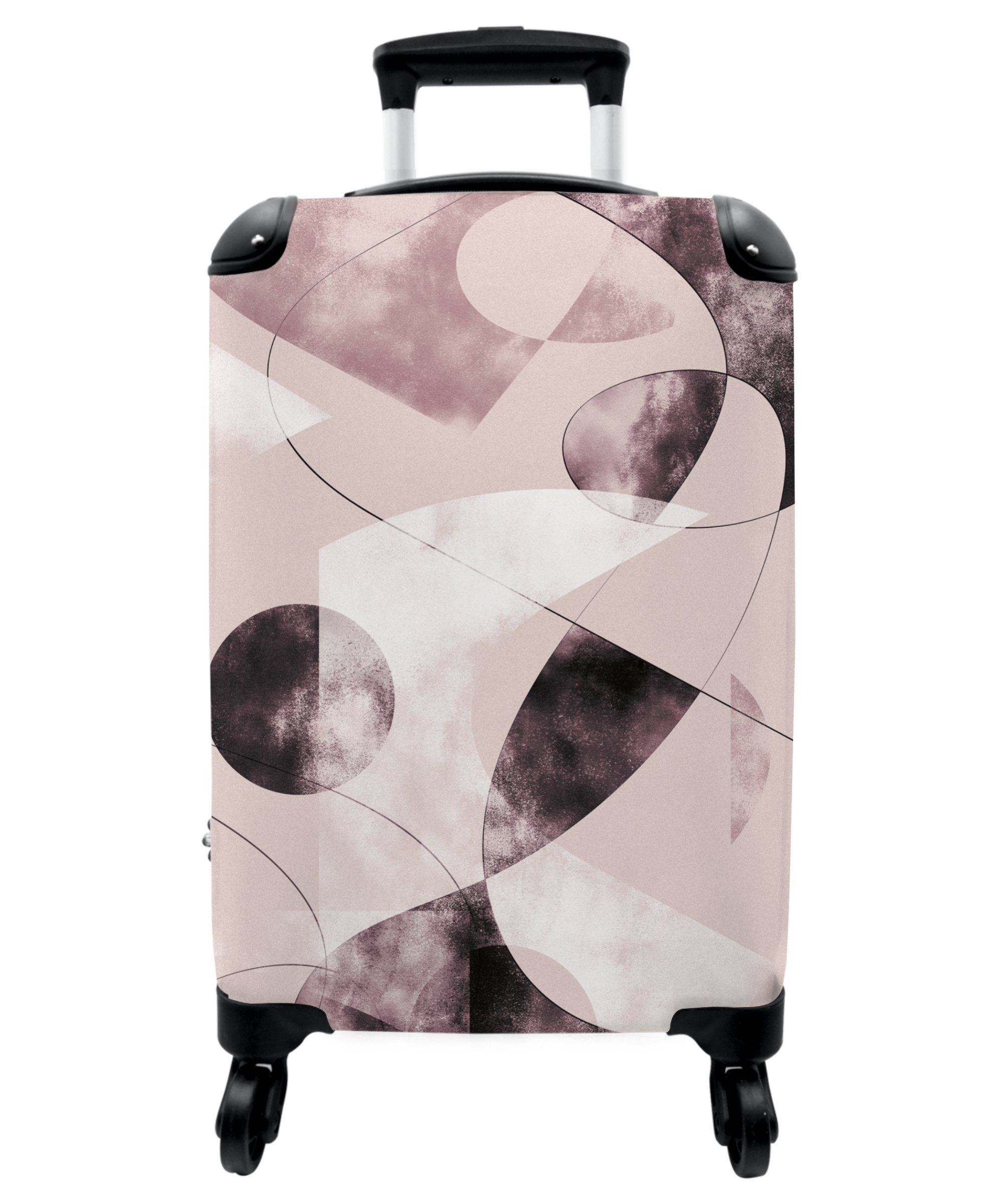 NoBoringSuitcases.com© Handgepäckkoffer 55x35x20cm Formen - Pastell - Abstrakt - Schwarz, 4 Rollen, Handgepäck Trolley Rollkoffer Kleine Reisekoffer mit 4 Rollen - Cabin