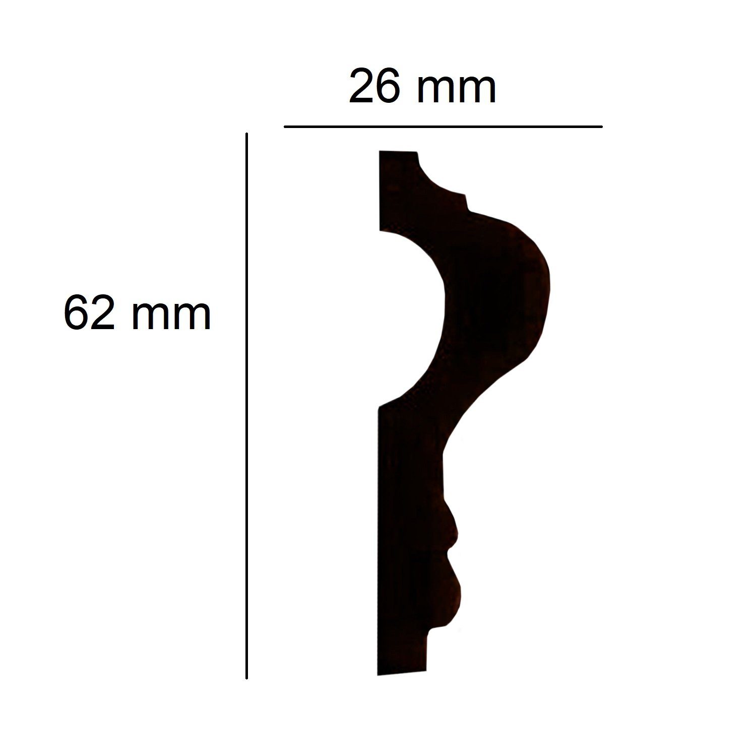 Thumbnail - PROVISTON Stuckleiste Polyurethan, 26 x 62 x 2000 mm, Weiß, Wandleiste, Kleben, Polyurethan, 1-St.