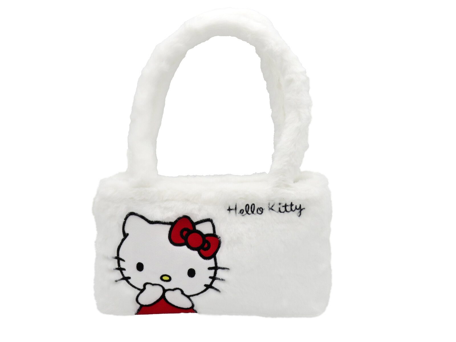 Hello Kitty Handtasche Plüsch Schultertasche mit Reißverschluss 26 x 6 x 16 cm
