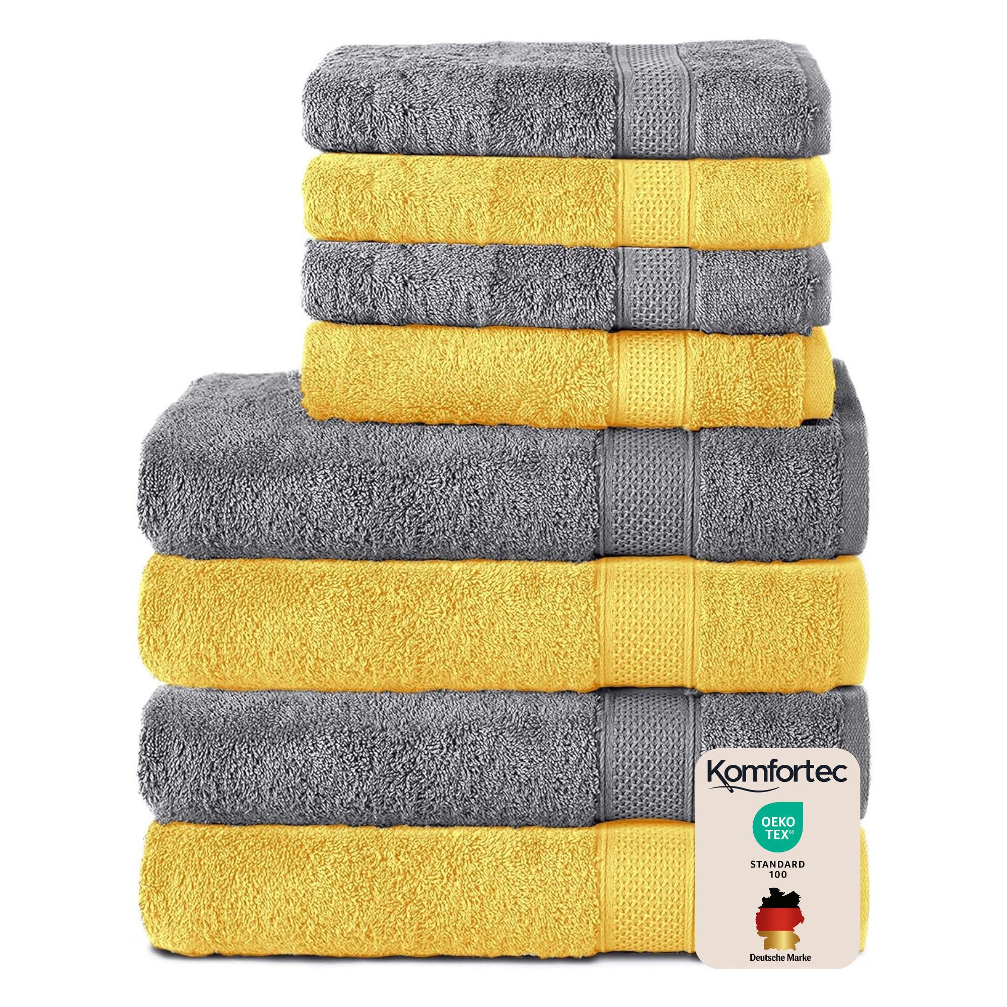 Komfortec Handtuch Set aus 100% Baumwolle, 4 Handtücher 50x100 cm und 4 Badetücher 70x140 cm, Frottee (Packung, 8-St), Duschtücher & Badehandtuch, Weich, Towel, Groß