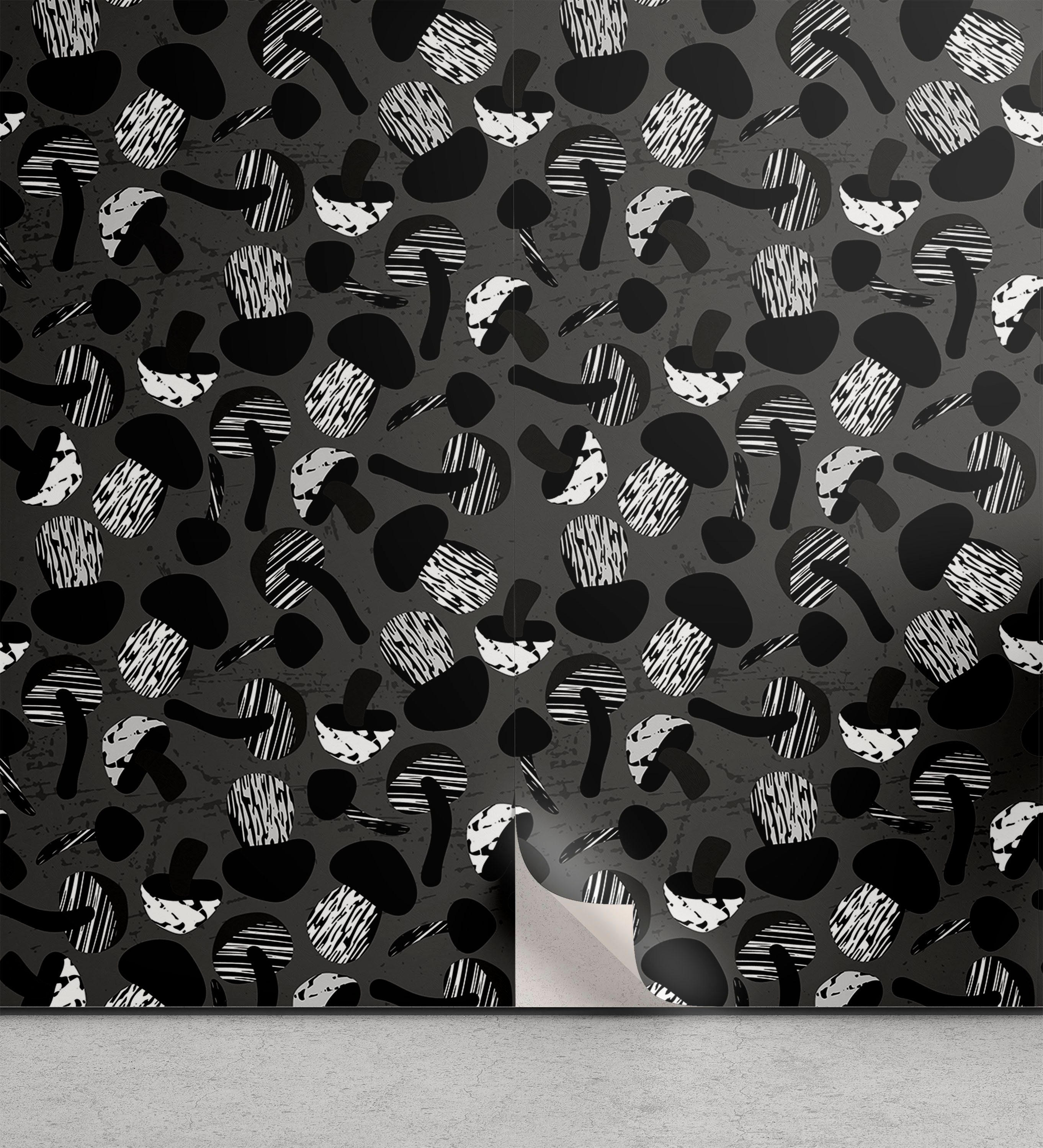 Abakuhaus Vinyltapete selbstklebendes Wohnzimmer Küchenakzent, Pilz Kreative Grunge Toadstools | Vinyltapeten
