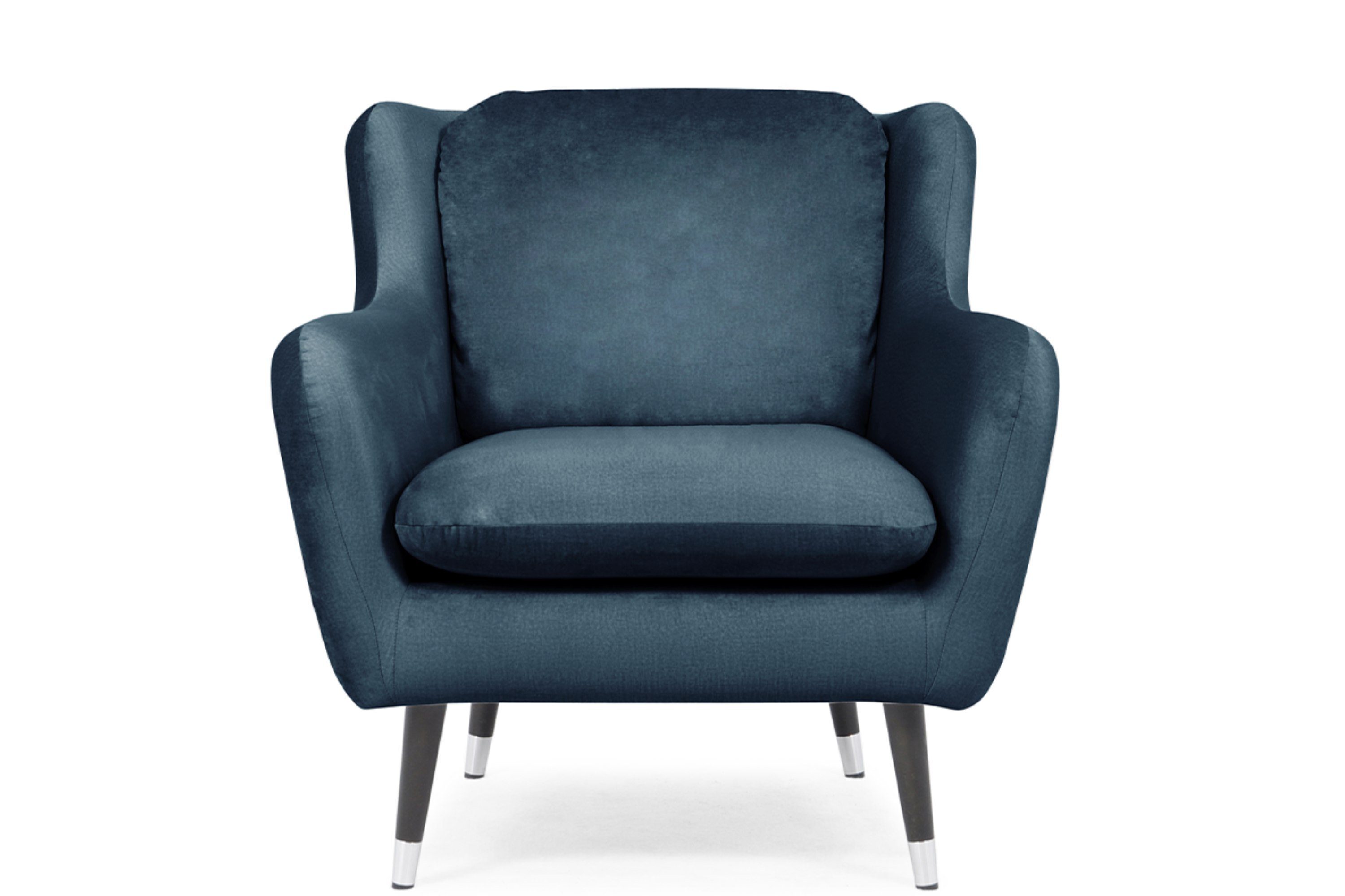 Konsimo Sessel AFOS, auf hohen schwarz lackierten Holzbeinen, wasserabweisender Oberstoff marineblau | marineblau