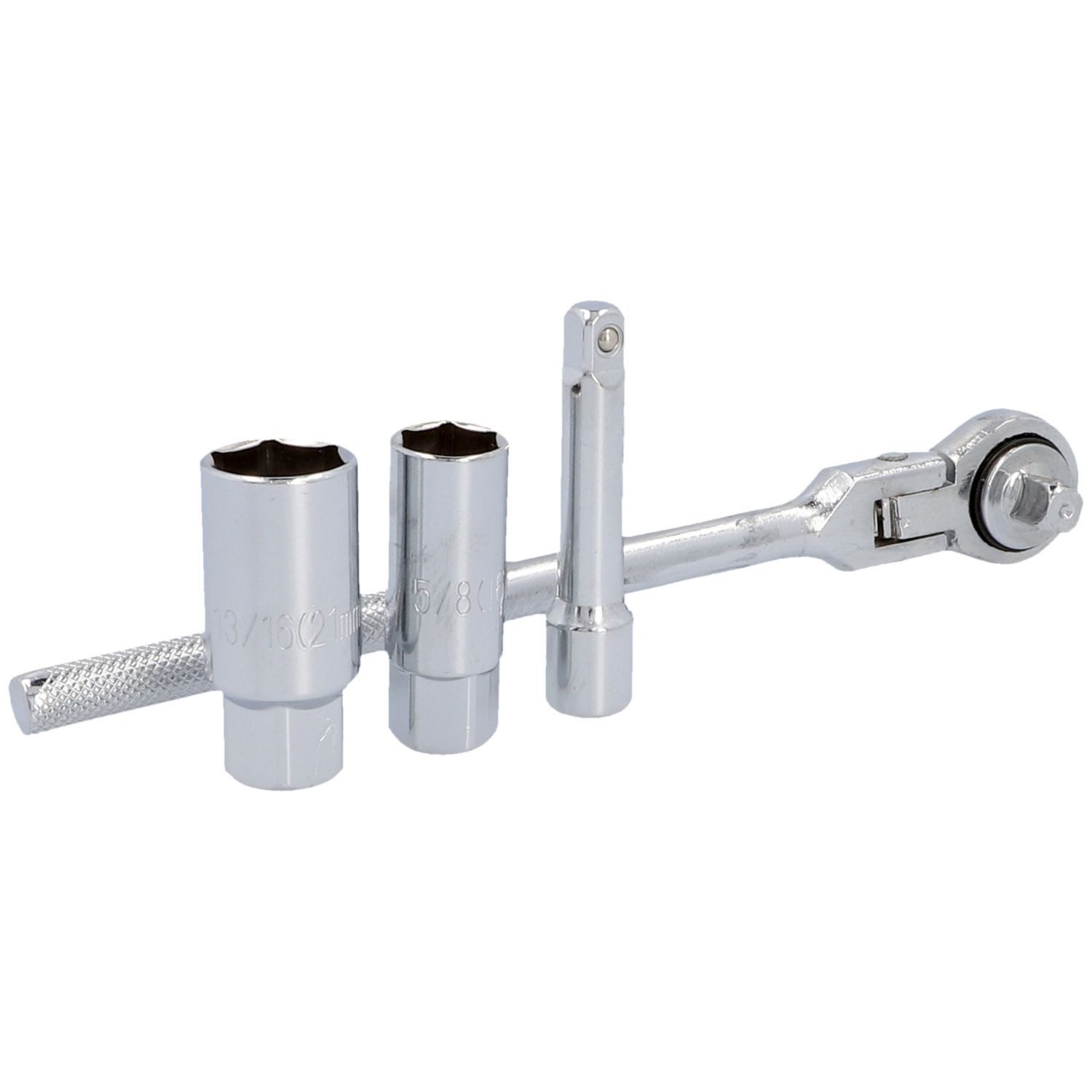 UNITEC Zündkerzenschlüssel Zündkerzen Werkzeug-Set 4-teilig 3/8" 16mm 21mm (Set, 4 St., 4-teilig), Steckschlüssel 180° Gelenk Zündkerzenschlüssel Kerzenschlüssel Ratsche