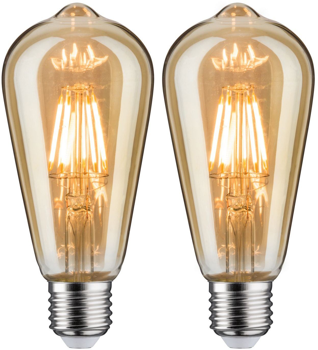 LED-Leuchtmittel Paulmann 6,5 W, Extra-Warmweiß E27, Bundle 2 ST64 2x gold St.,