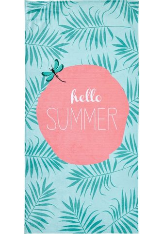 Done.® Paplūdimio rankšluostis Hello Summer Hamam Frottier (1-St) gemustert su Reisverschluss-Tasche dėl Wertgegenstände