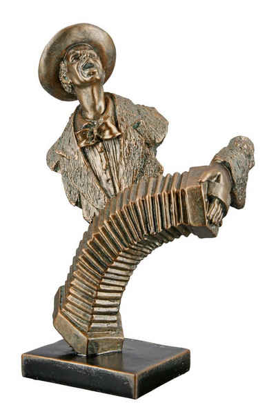 GILDE Dekofigur GILDE Skulptur Akkordeonspieler - gold - H. 27cm x B. 17cm