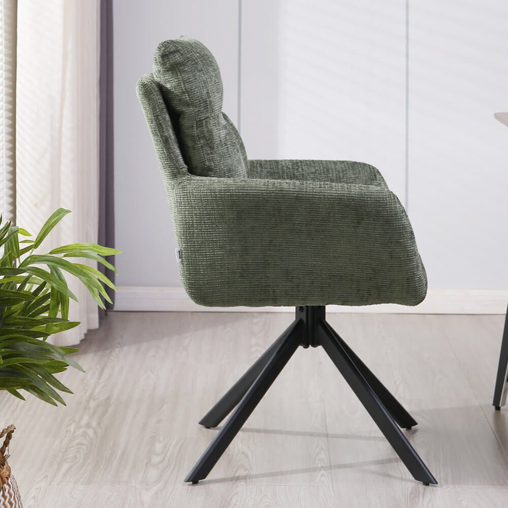 HOME DELUXE Esszimmerstuhl ALUNA mit Armlehne (2 St), 360° Drehfunktion, Armlehnen Stuhl, Polsterstuhl – Bild 4 von 5