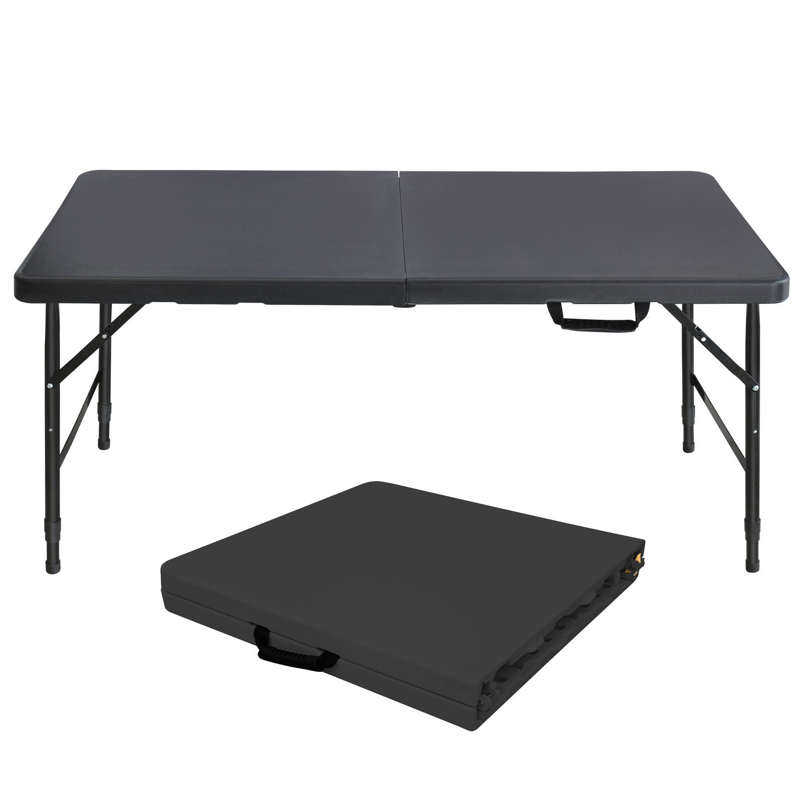 Klapptisch Klapptragtisch 125 cm, höhenverstellbarer Campingtisch mit Tragegriff