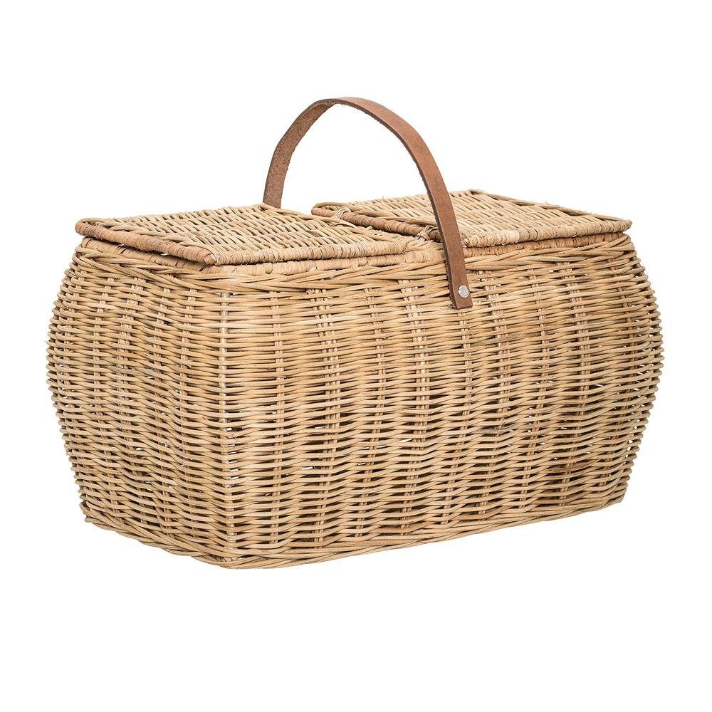 Bloomingville Picknickkorb Gor (kein Set, 1 St., L44 x H26 x B26 cm), Korb Rattan Einkaufskorb Dekokorb | Picknickkörbe