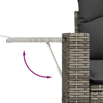 vidaXL Loungesofa 7-tlg. Garten-Sofagarnitur mit Kissen Grau Poly Rattan, 1 Teile