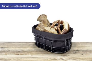 Maximex Brotkorb Brotkorb schwarz Größe B: 27 cm x H: 17 cm x T: 11,5 cm, Korb : Metall pulverbeschichtet, Einlage : 100% Baumwolle, (1-tlg)