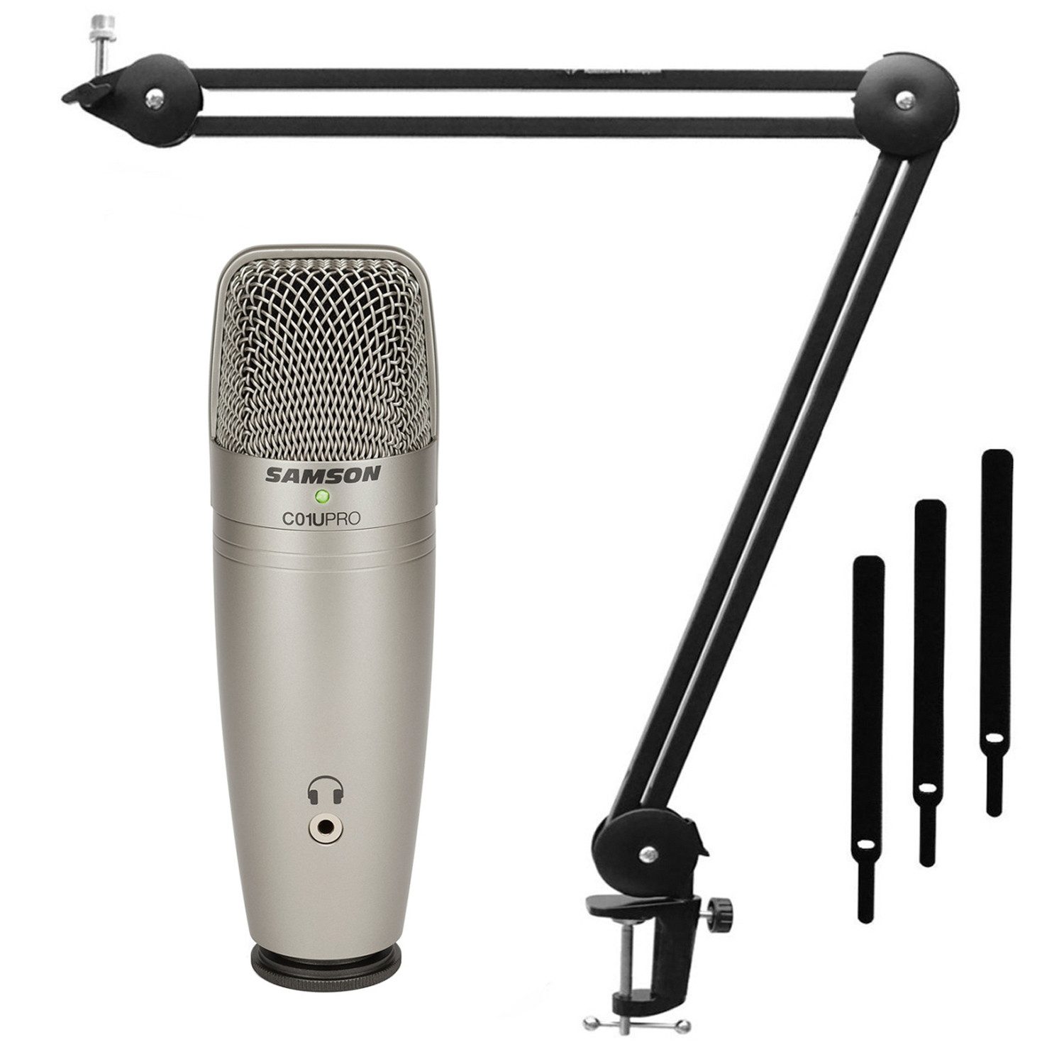 Samson Mikrofon Samson USB Kondensator-Mikrofon C01U Pro mit Gelenkarm (Mikrofon), Vorteils-Set mit Gelenkarm