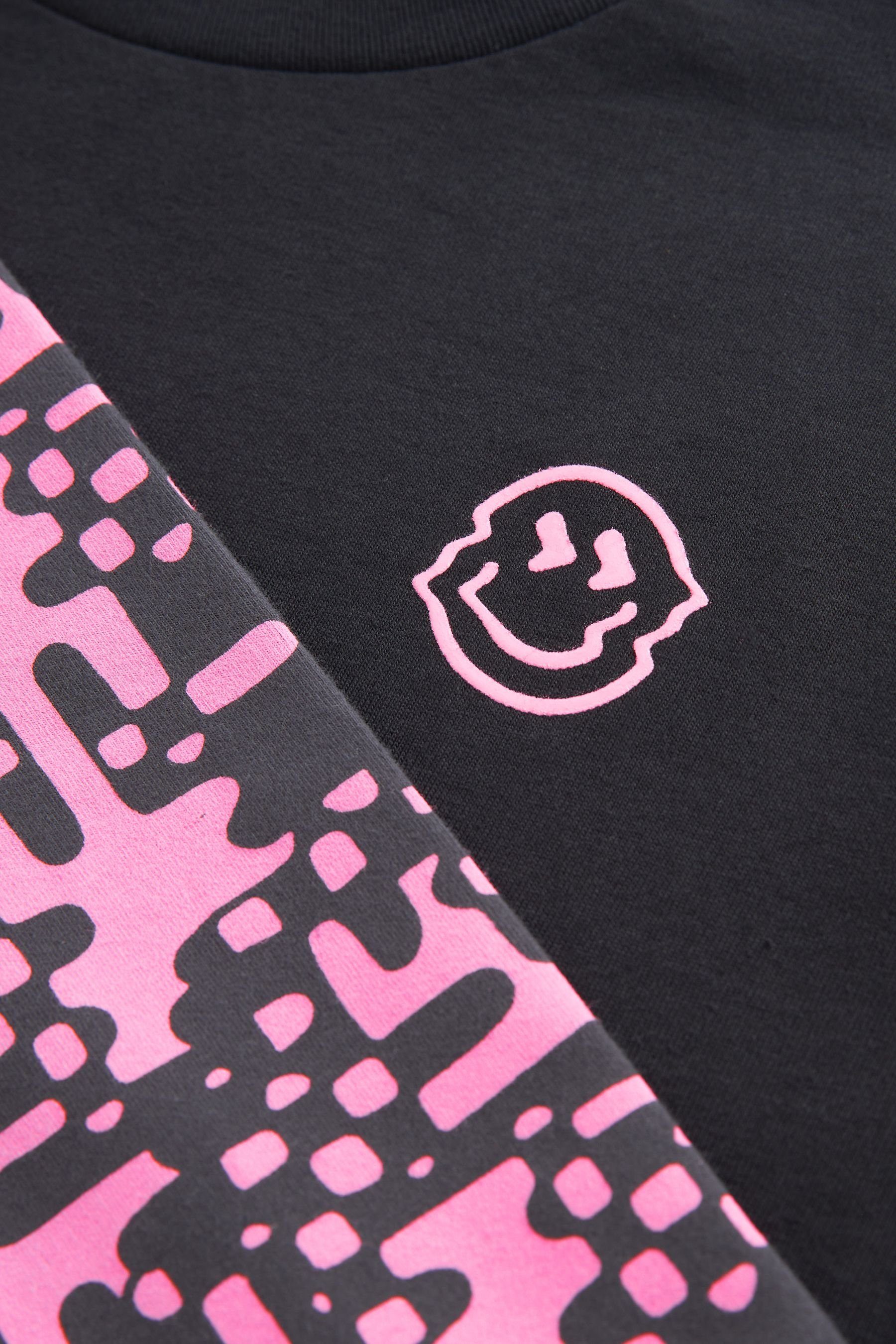 Next T-Shirt Shorts & mit und Radlershorts T-Shirt Glitch/Smile-Print (2-tlg)