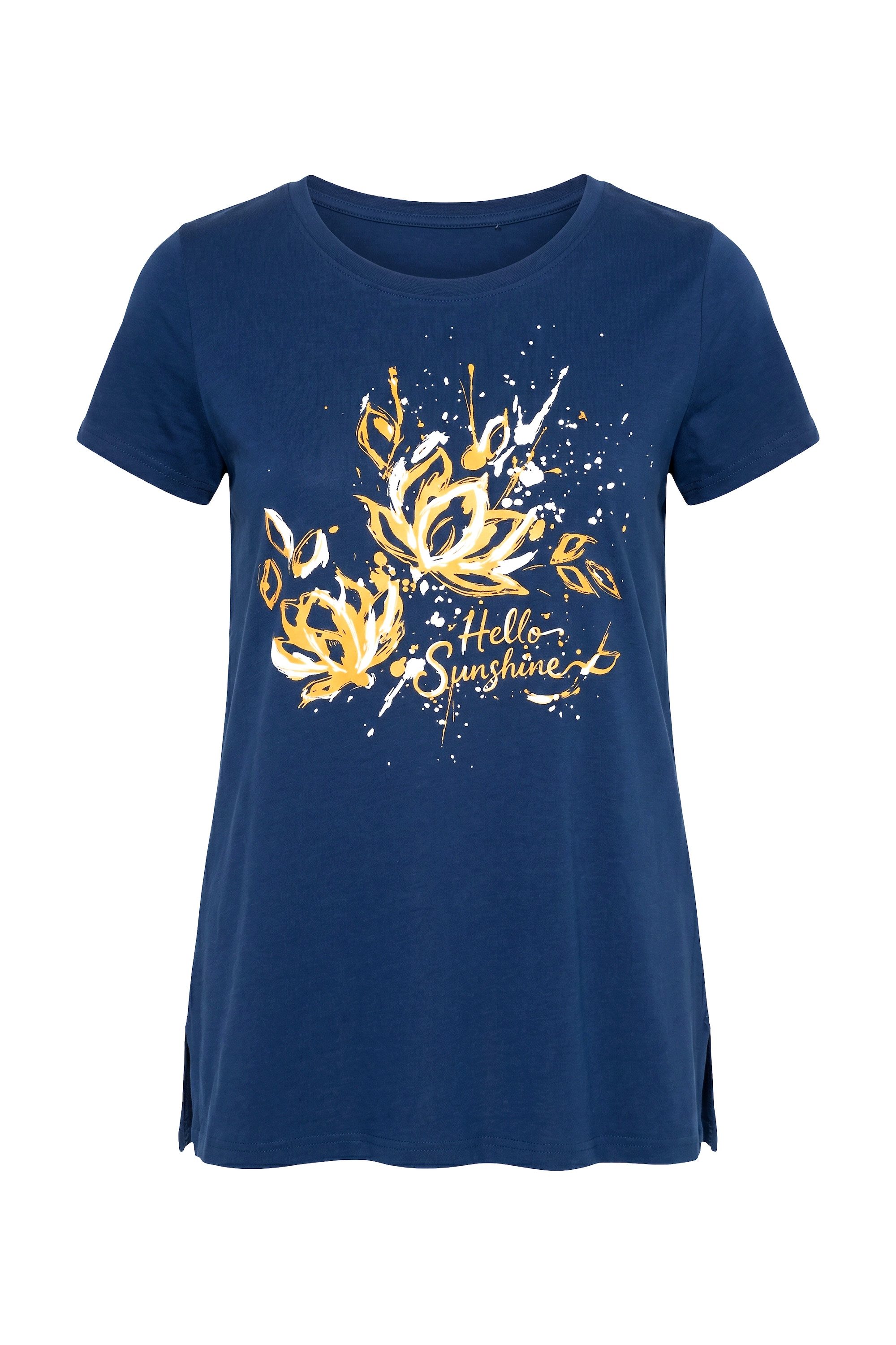 Angel of Style T-Shirt T-Shirt A-Linie Blumen-Motiv Halbarm