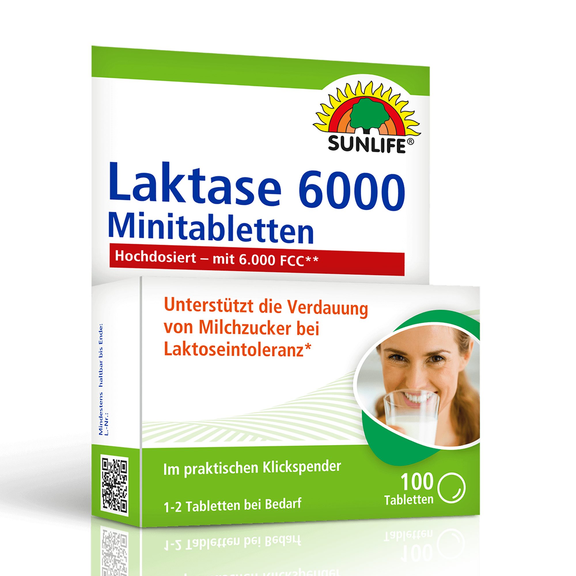 SUNLIFE SUNLIFE® Laktase 6000 FCC Minitabletten 100Stk Intoleranz Laktoseabbau 1 - 2 Tabletten bei Bedarf