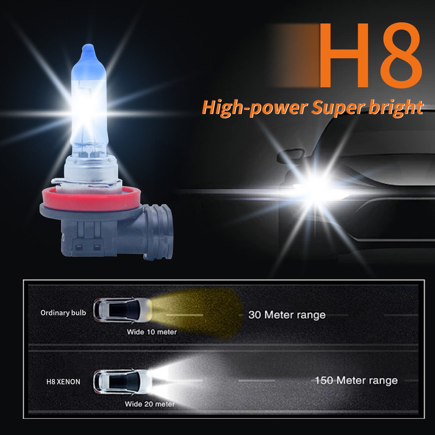 LLCTOOLS KFZ-Ersatzleuchte Halogen Leuchtmittel Glühbirne mit Xenon Optik Effekt H1, H7, H8, H11, H8, 2 St., Superwhite, Halogenlampen effizient 12V 55W mit E-Prüfzeichen