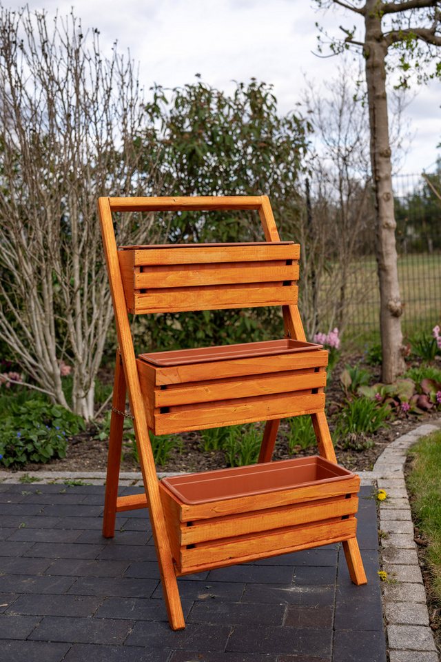 Thumbnail - DSH DEKO SHOP HANNUSCH Blumenkasten Blumentreppe, Blumenleiter, Pflanztreppe, Pflanzleiter aus Holz