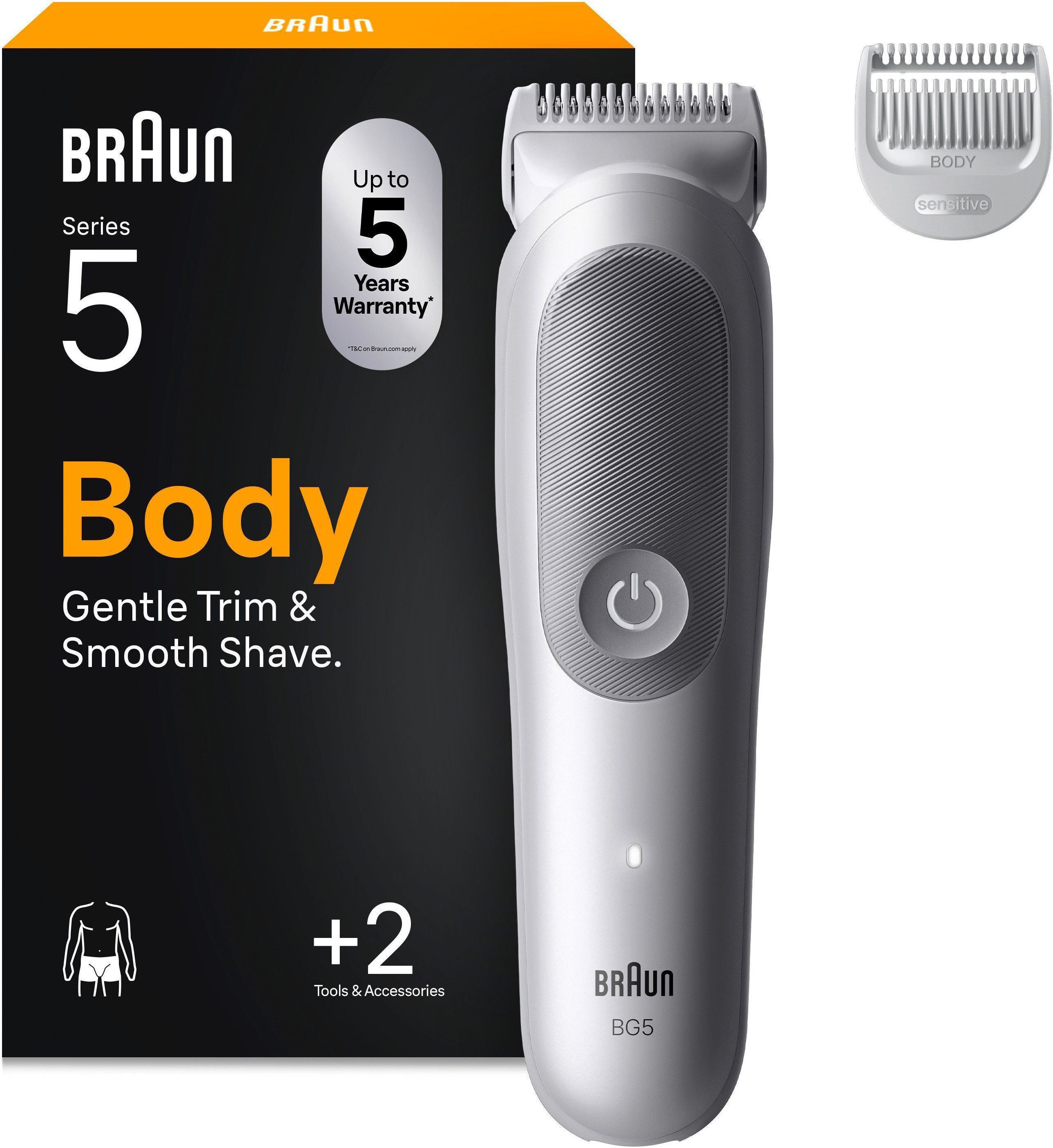 Braun Haarschneider Body Groomer BG5500, Trimmen für empfindliche Bereiche, 100 Min Akkulaufzeit, wasserdicht